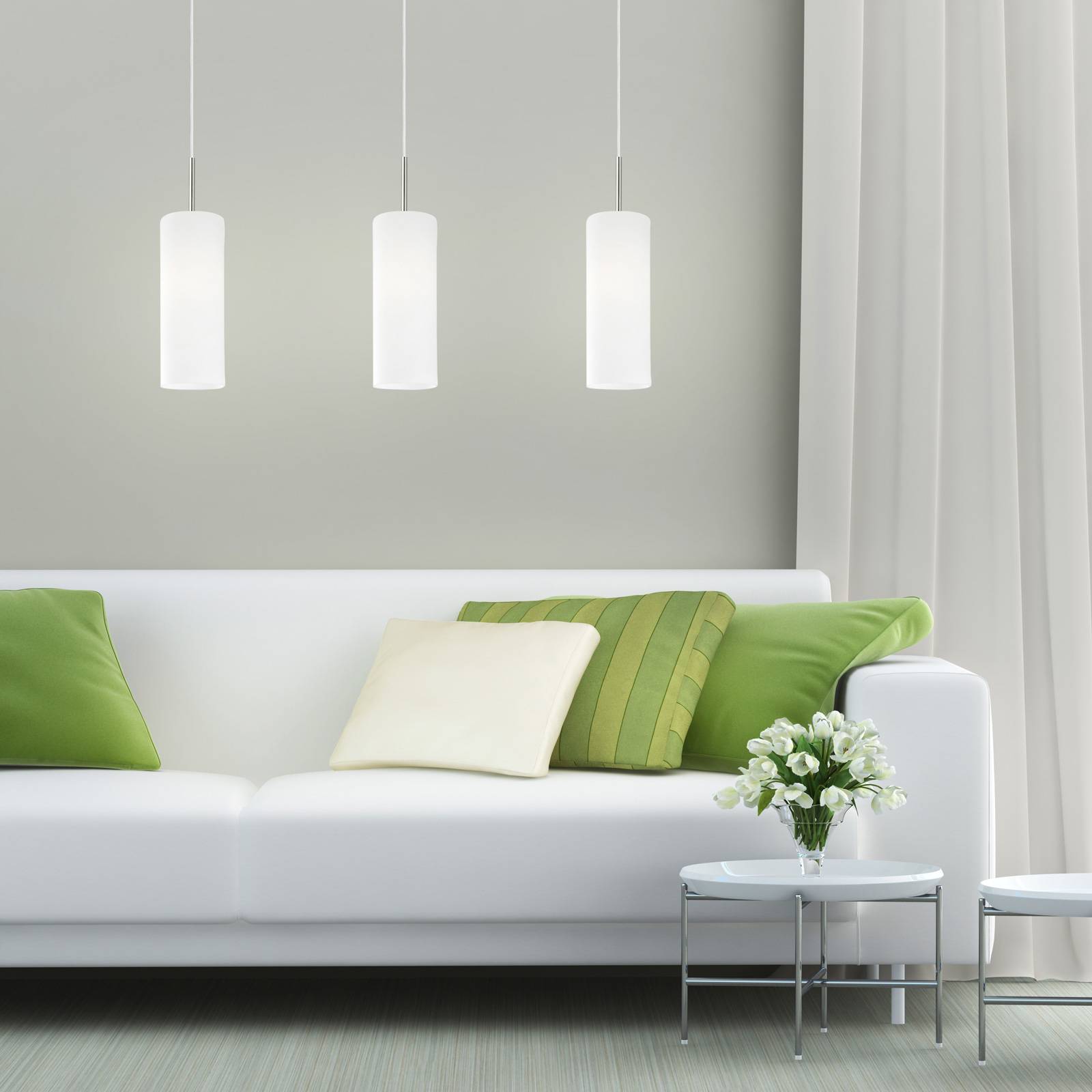 Lampa wisząca Troy, nikiel matowy/satyna, 3-punktowa