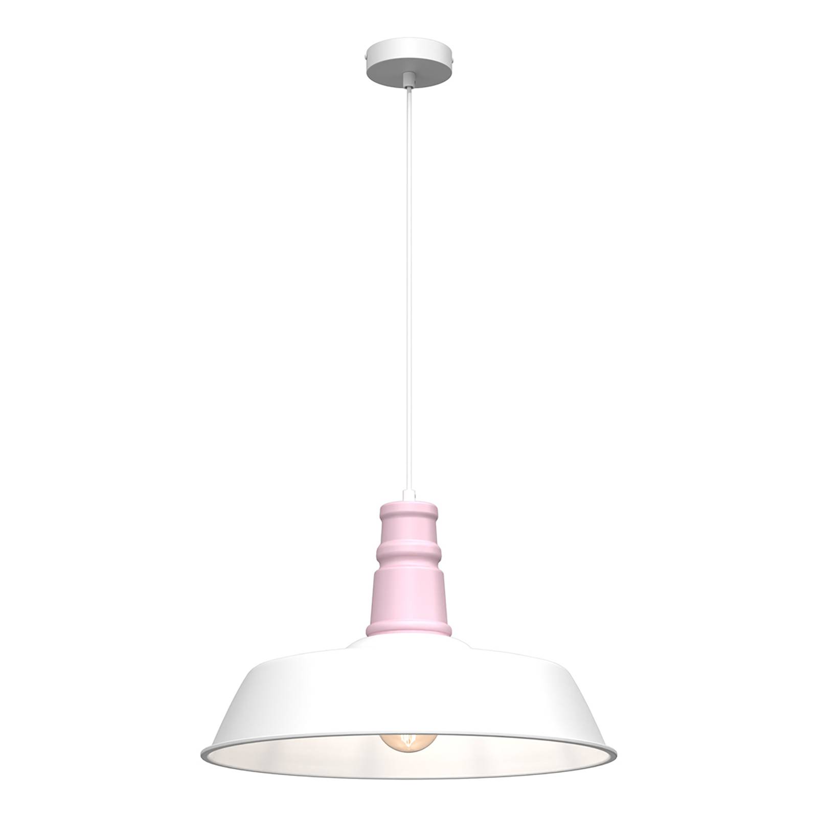 Suspension Enzo look industriel blanche/rose