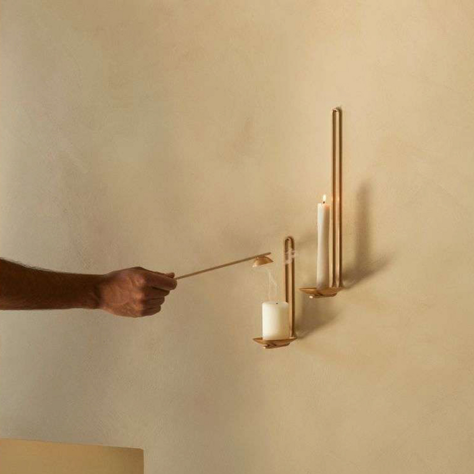 Clip væglysestager, højde 20 cm, messing - Audo