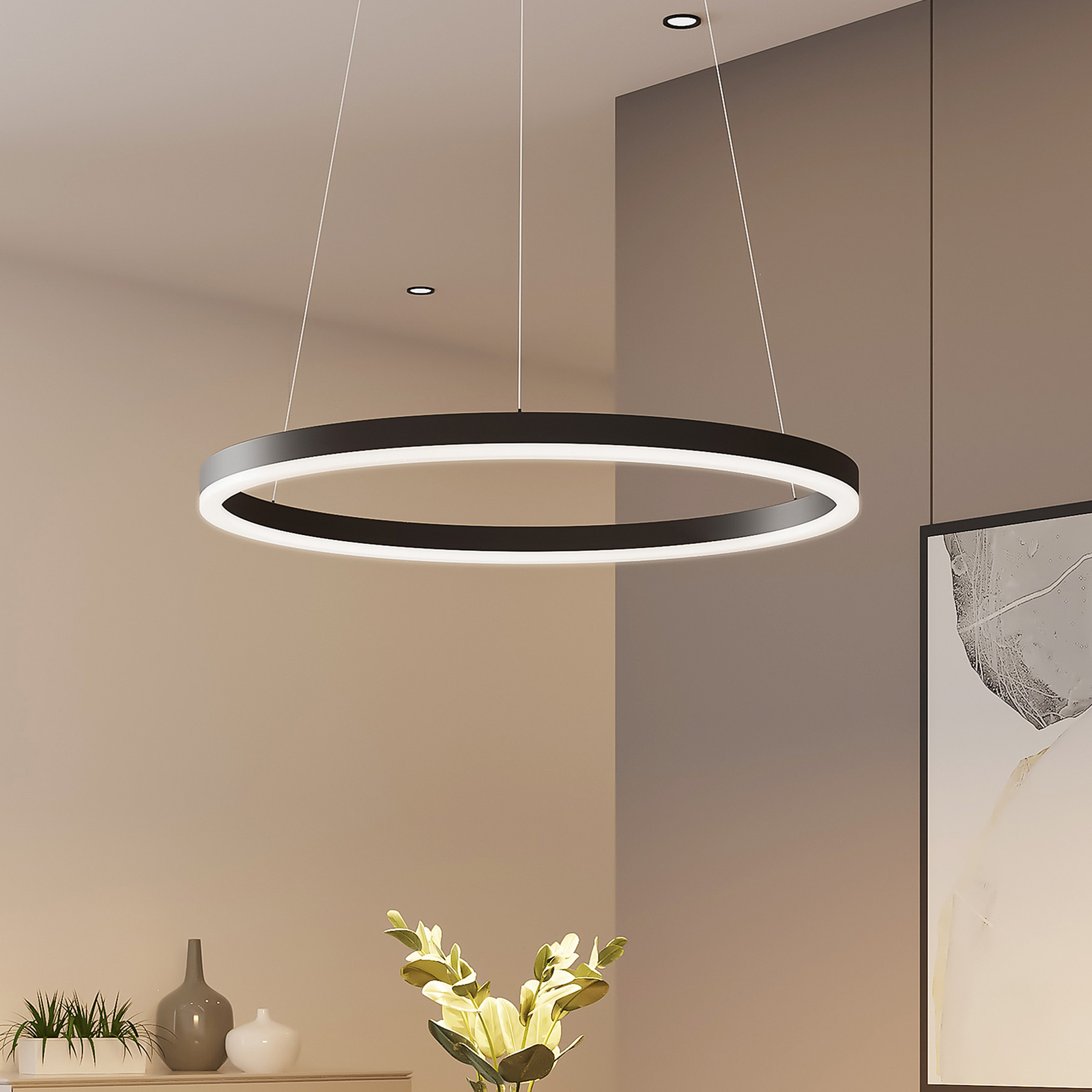 Arcchio Albiona LED-Hängeleuchte, 1 Ring, schwarz