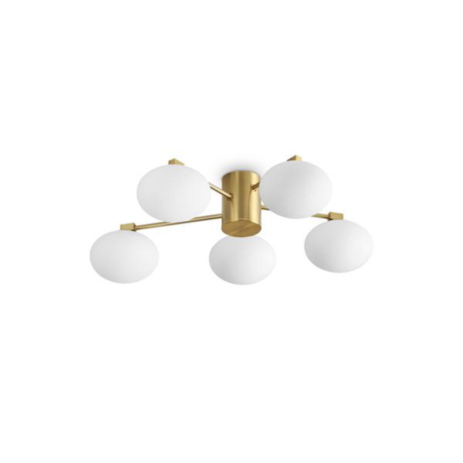 Ideal Lux candeeiro de teto Hermes cor de latão 60 cm 5 lâmpadas de vidro