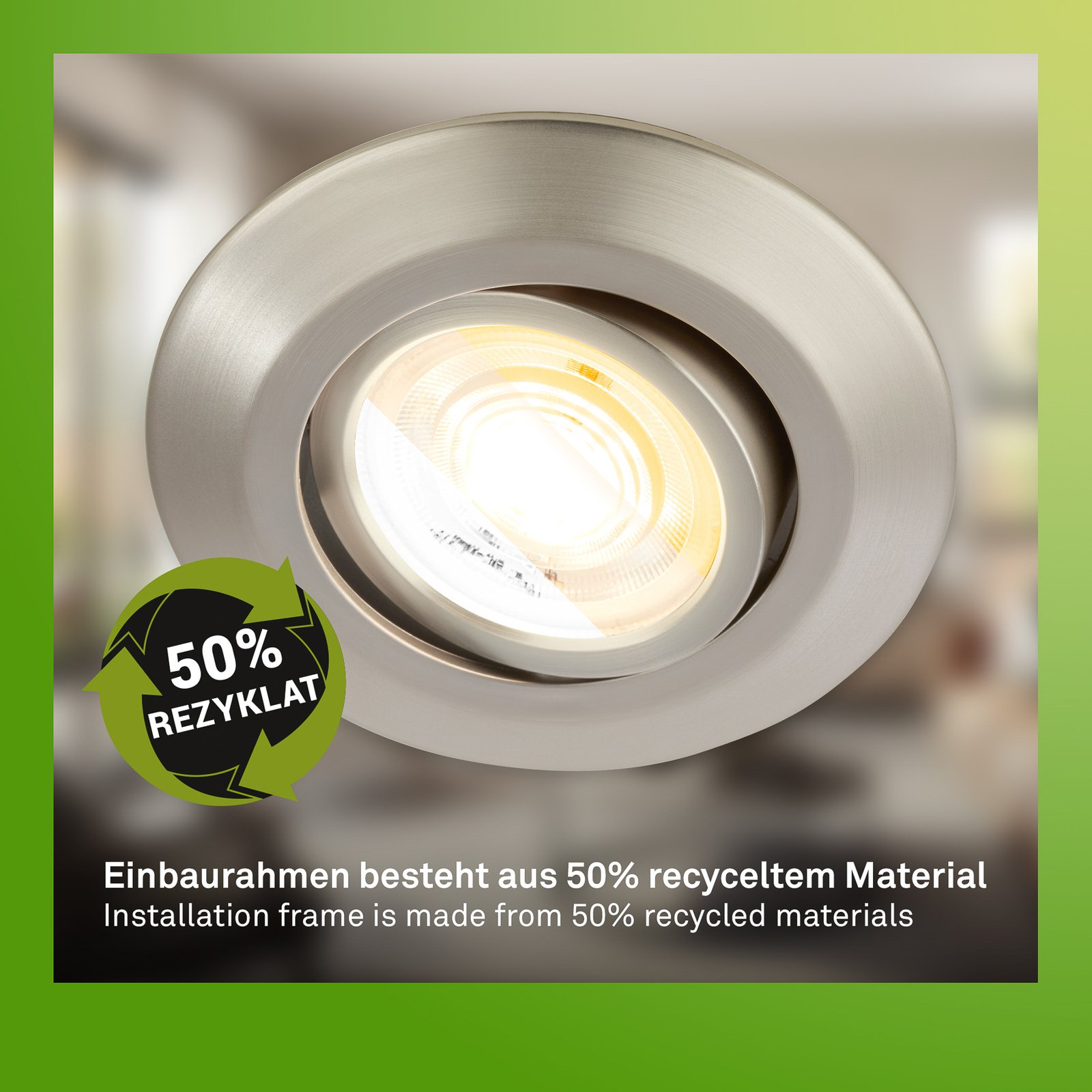 Klira LED recessed light, nickel, swivelling, dimmable, 3 units