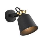 Kerava wall spotlight, 1-bulb, black/brass