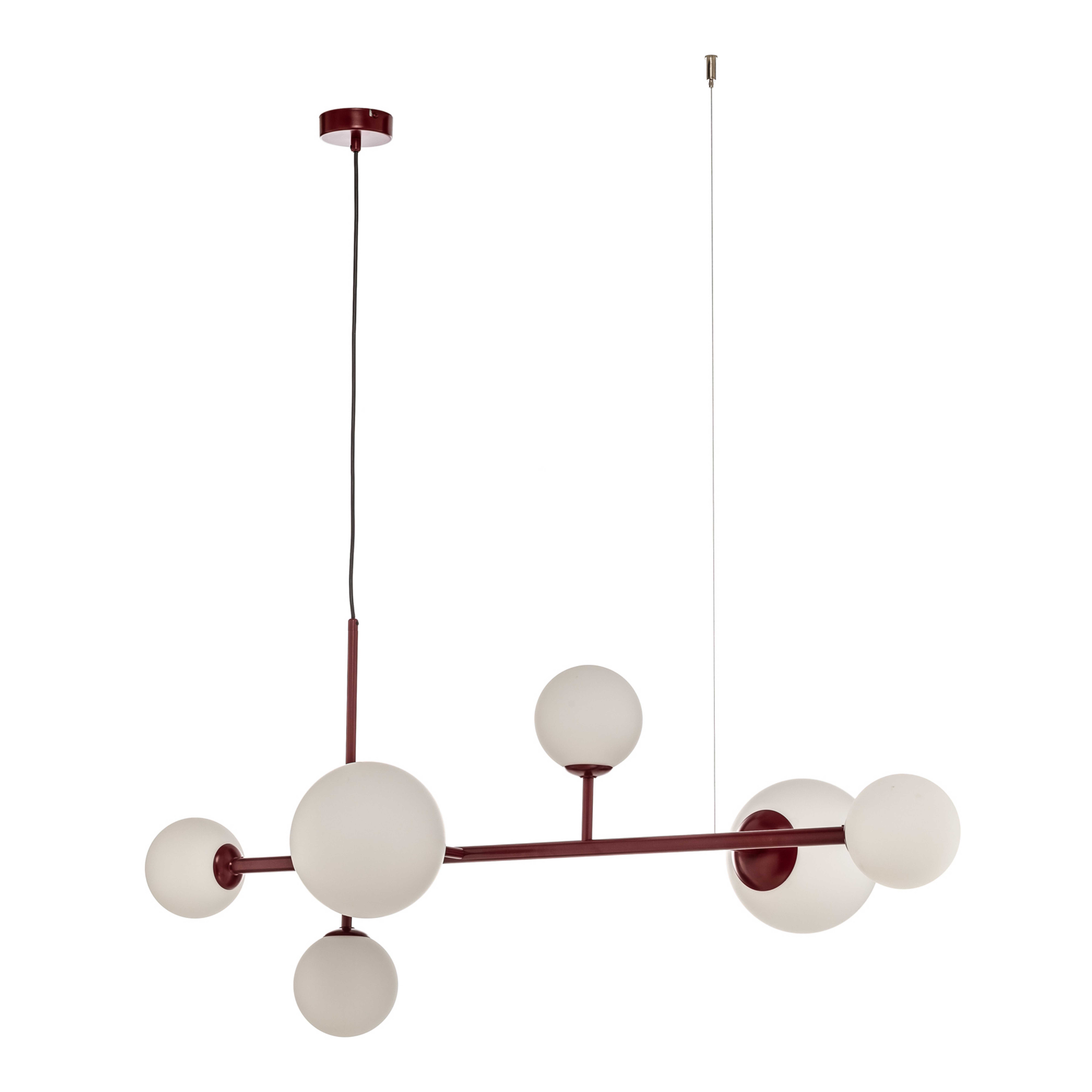 Joel pendant light, burgundy/white, 6-bulb - ALDEX