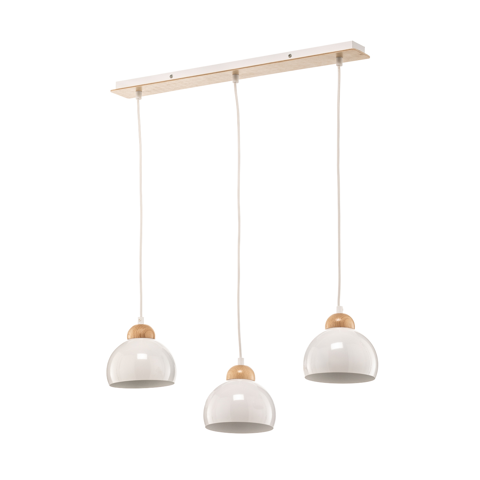 Dama hanging light, three-bulb, white/light wood