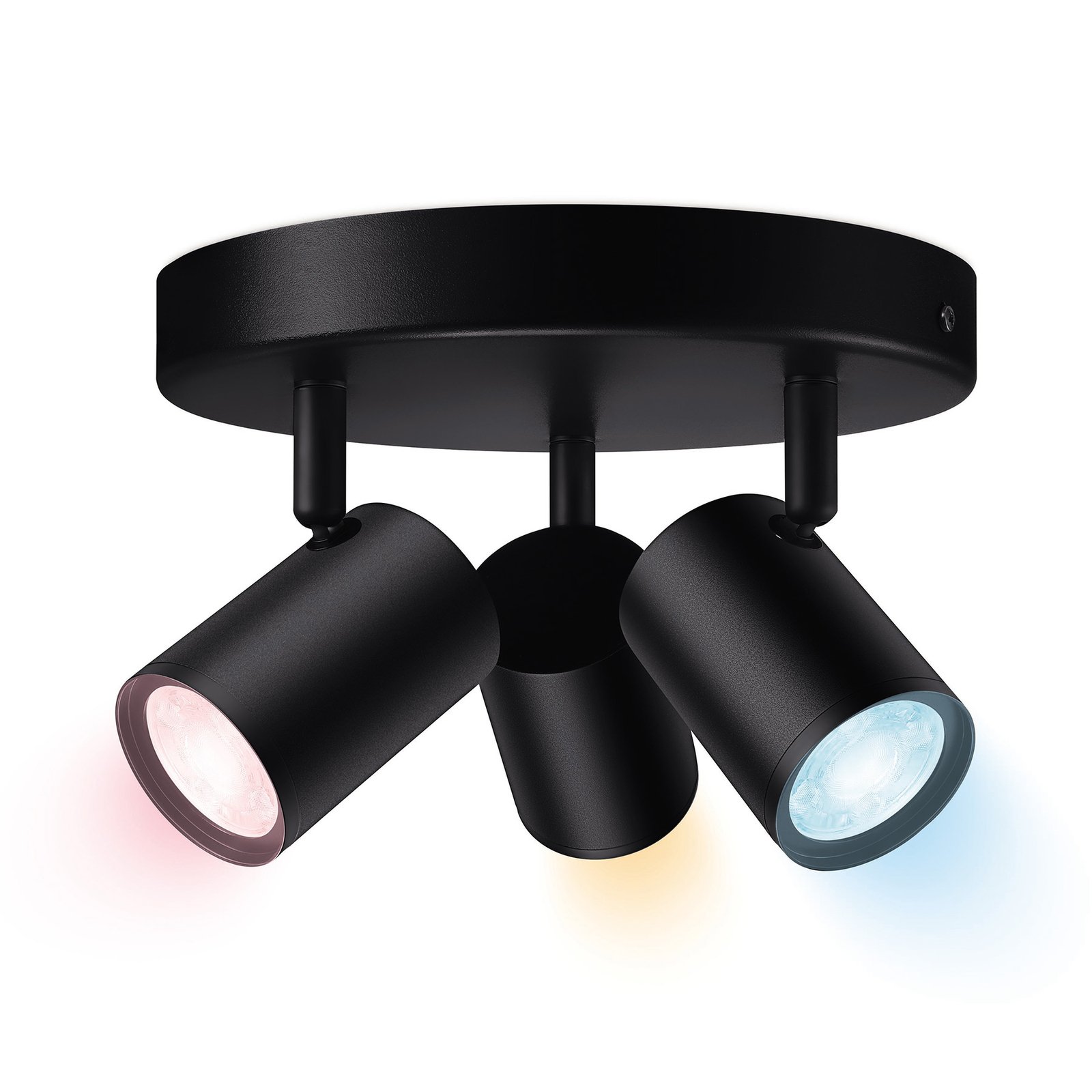 WiZ LED спот за таван Imageo, 3-светли кръгли, черни