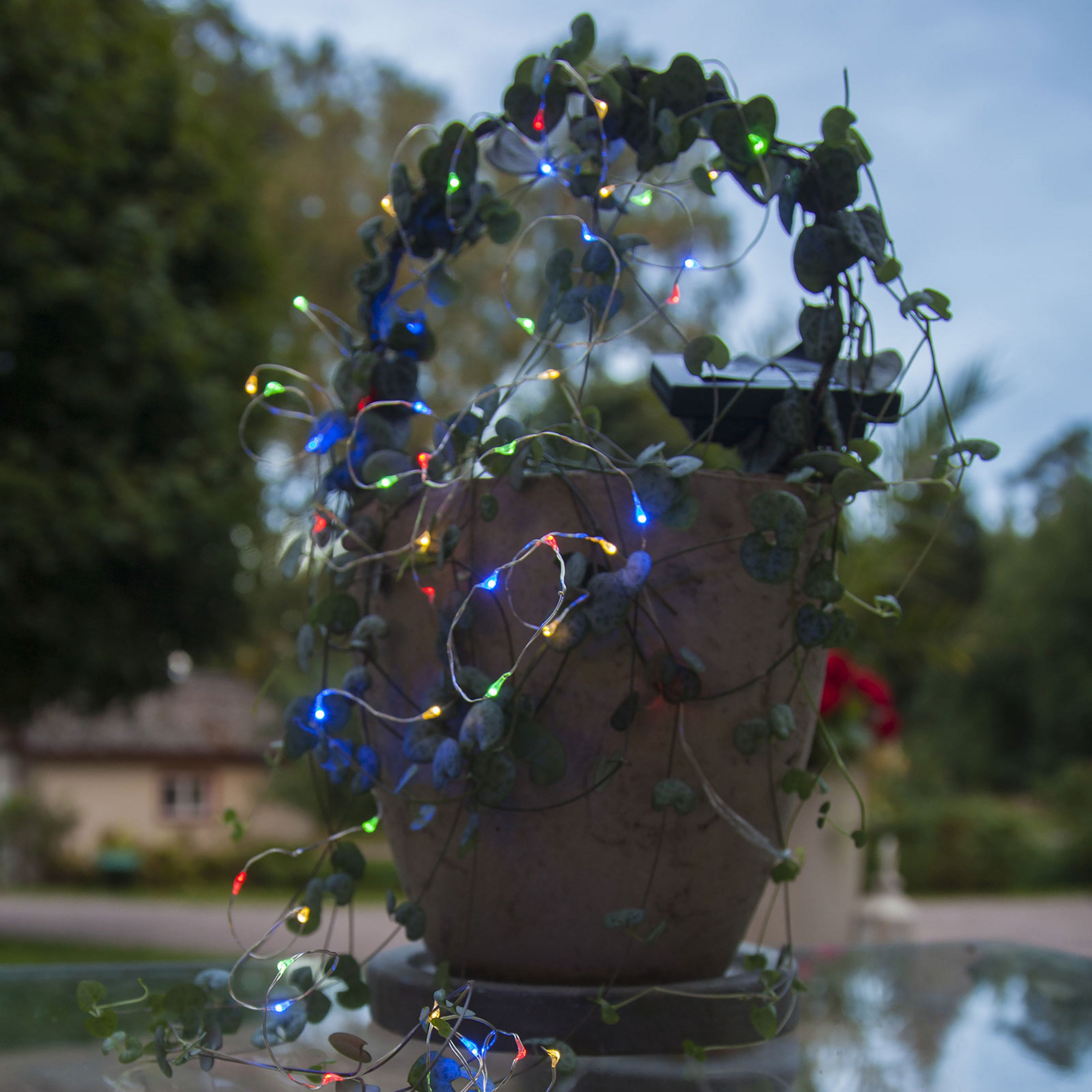 Corrente de luz solar LED Dew Drop, multicolorida