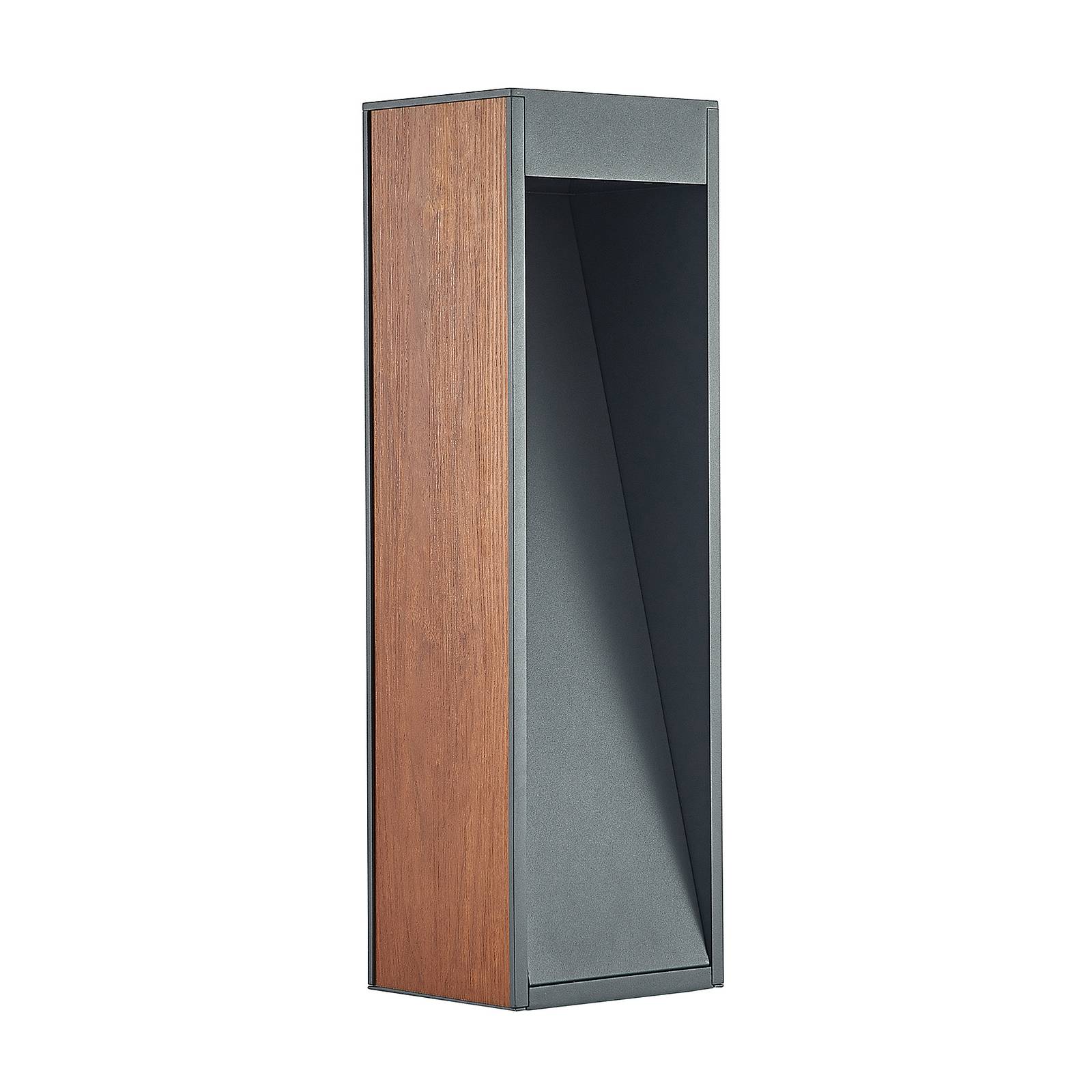 Lucande Ansala path light R7s wooden décor, die-cast aluminium, glass, R7s, 7 W, W: 18.5 cm, H: 60 cm