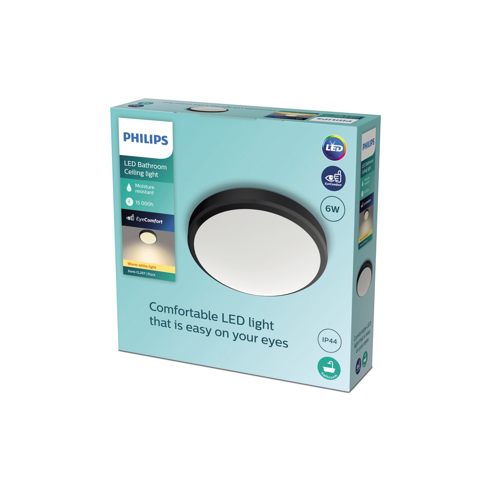 Plafonieră cu LED Philips Doris 2700K negru Ø28 cm - Camera de zi / sufragerie - Metal
