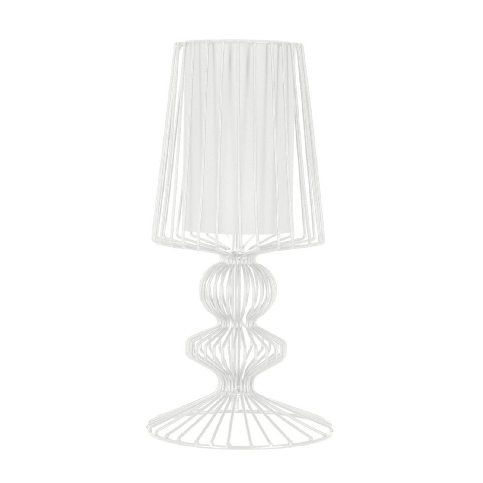 NOWODVORSKI LIGHTING Tischleuchte Aveiro S aus Metallstreben, weiss, für Wohn- / Esszimmer, Stahl, Stoff, E27, 40 W, Energieeffizienz: A++, H: 43 cm