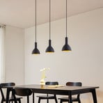 Arcchio Lámpara colgante Cosmina, 3 luces, longitud 90 cm, negro