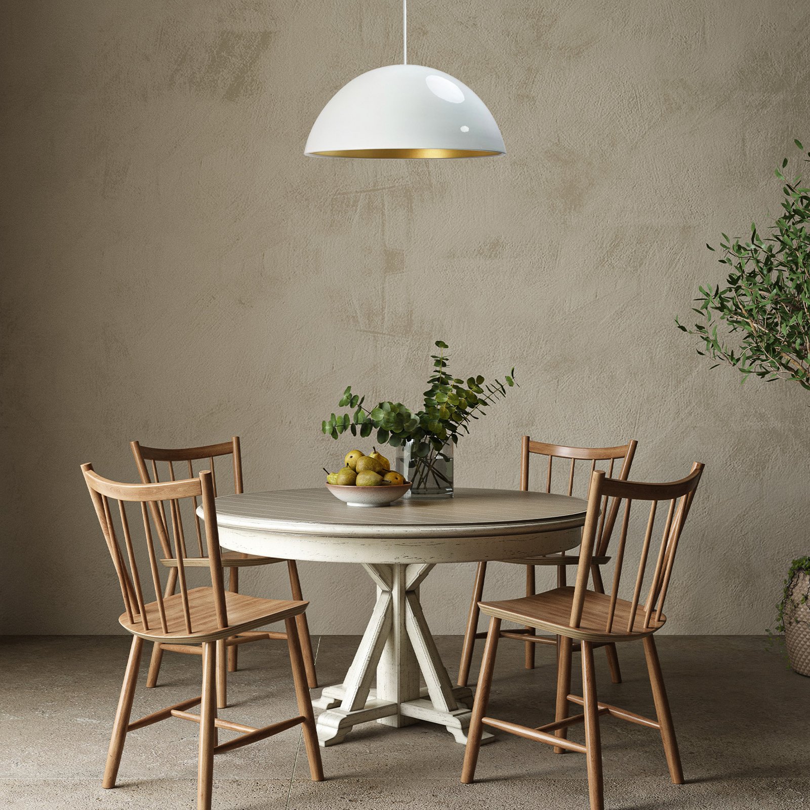 Lipeo pendant light, white/gold, Ø 40 cm, metal, E27