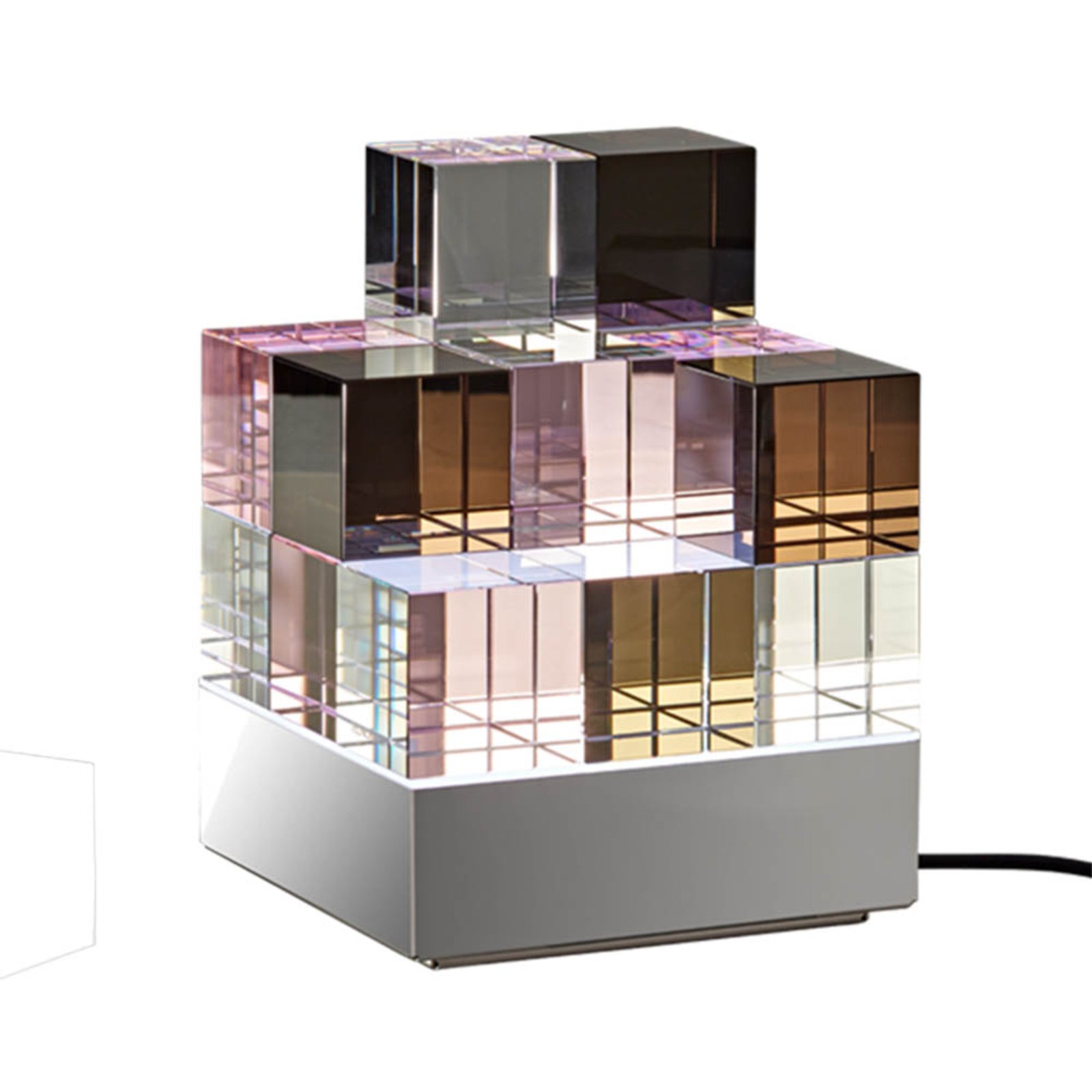 TECNOLUMEN Cubelight LED-Tischlampe, rosa/schwarz