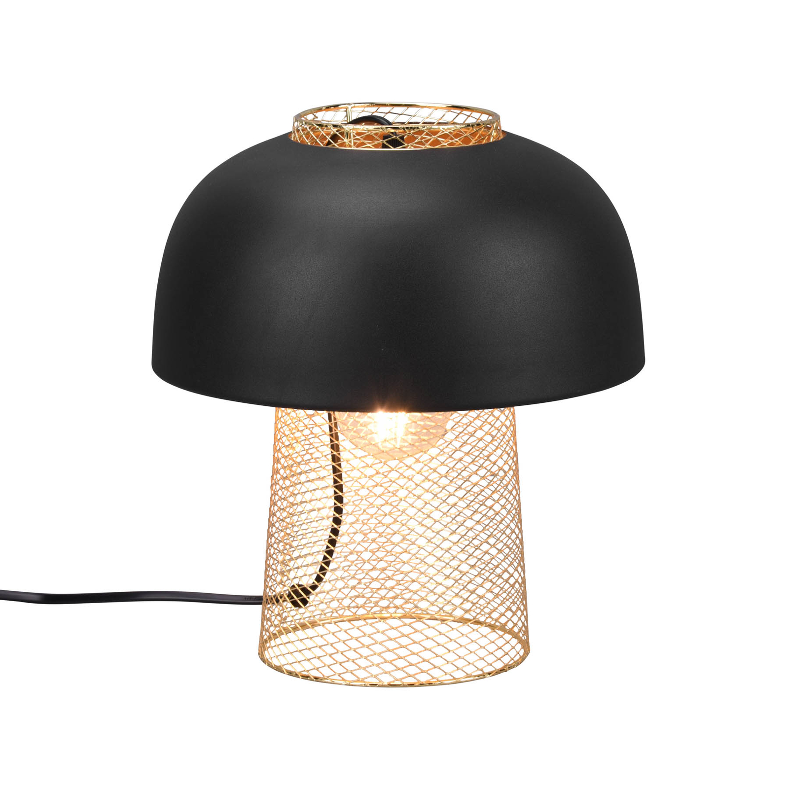 Punch table lamp, black/gold, Ø 25 cm