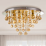 Griestu lampa London, Ø 46 cm, 5 spīdes, zelta krāsā, akrila stikls