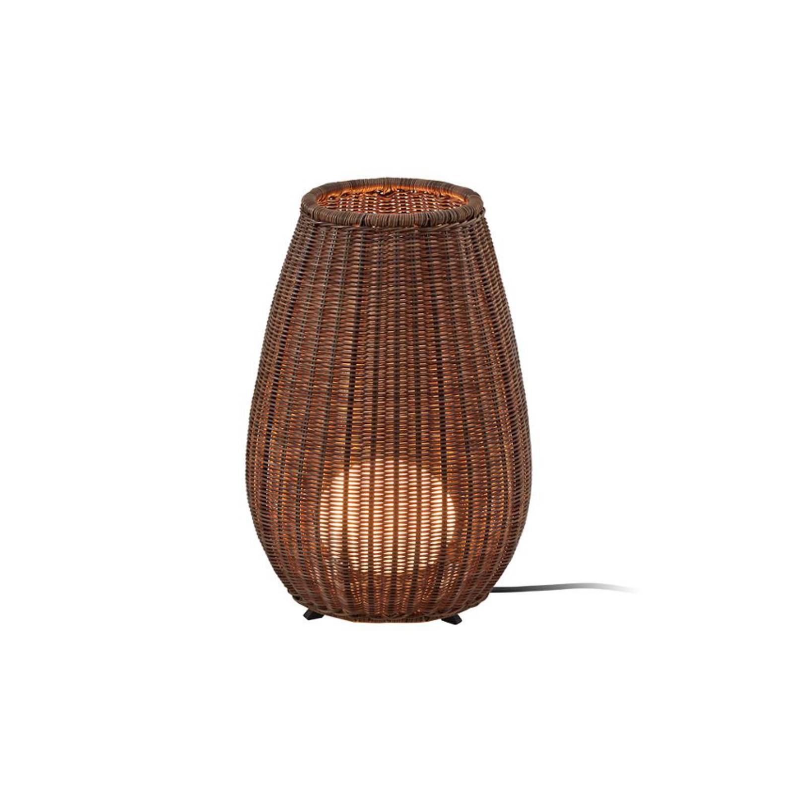 Bover lampa stołowa LED Amphora, brązowy/rattan-brązowy, 47 cm