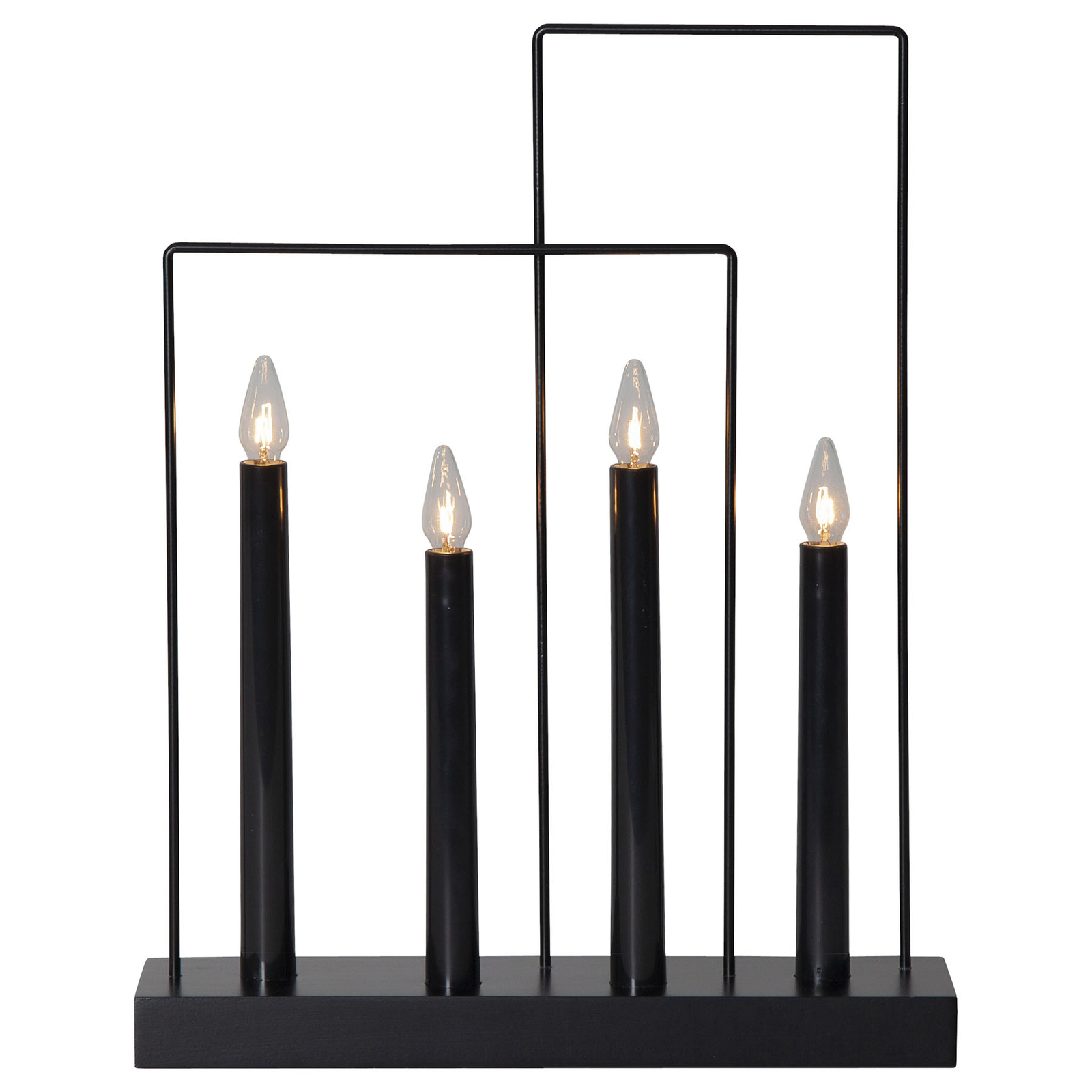 Glossy window candleholder, frame, 4-bulb, black