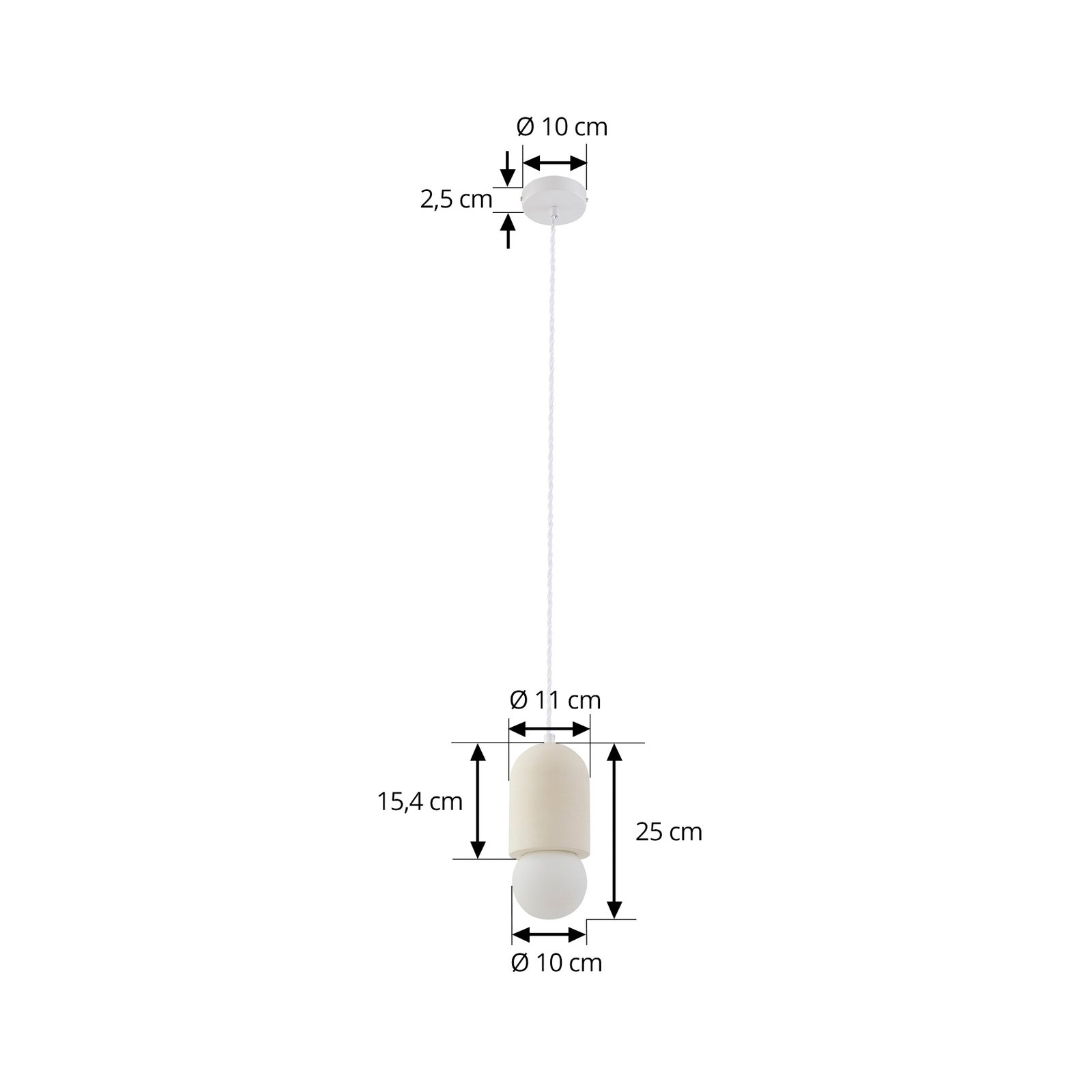 Lindby pendellampe Nielson, Ø 11cm, beige, gips