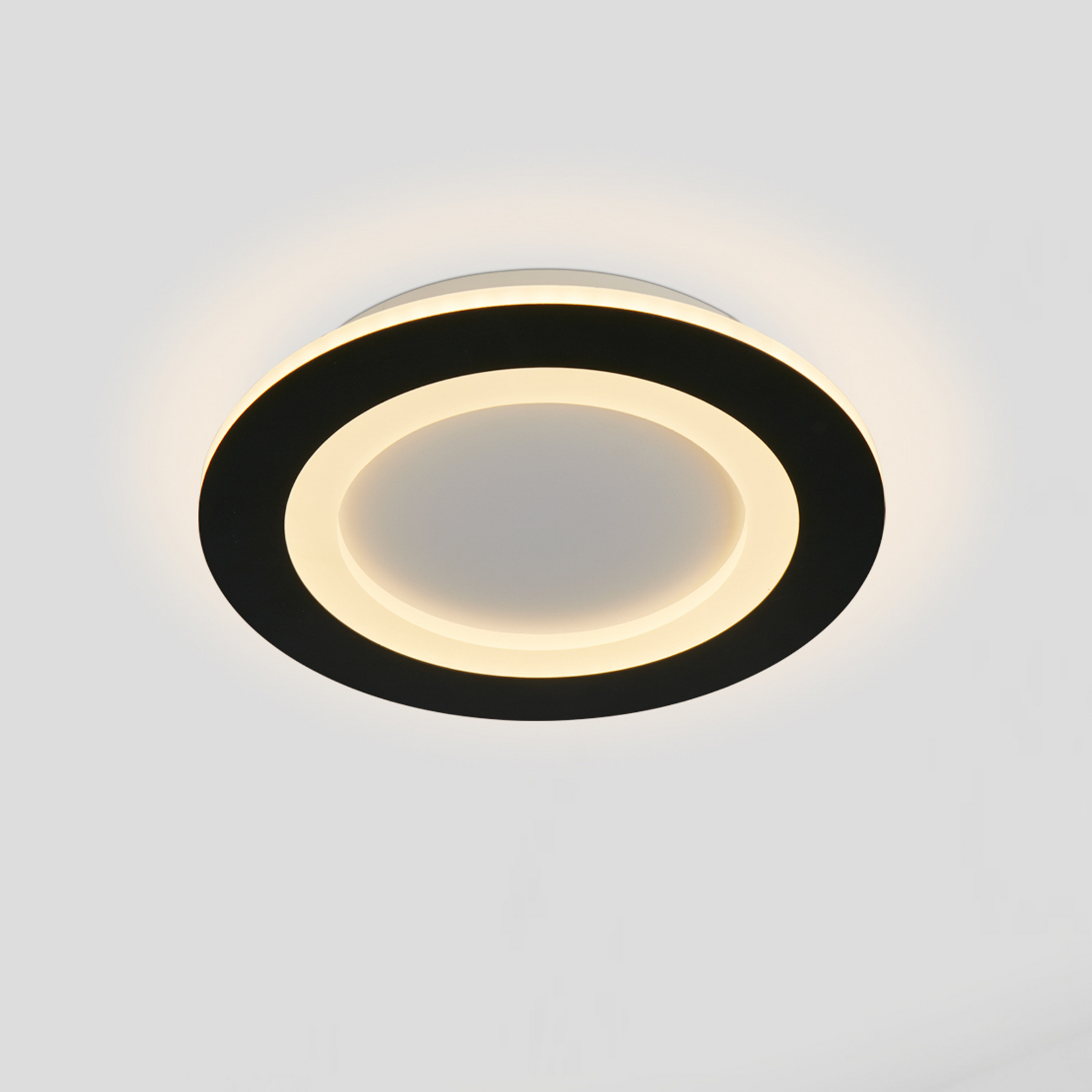 Φωτιστικό οροφής LED Ringo, Ø 25 cm, μαύρο/λευκό, σίδερο/ακρυλικό, CCT