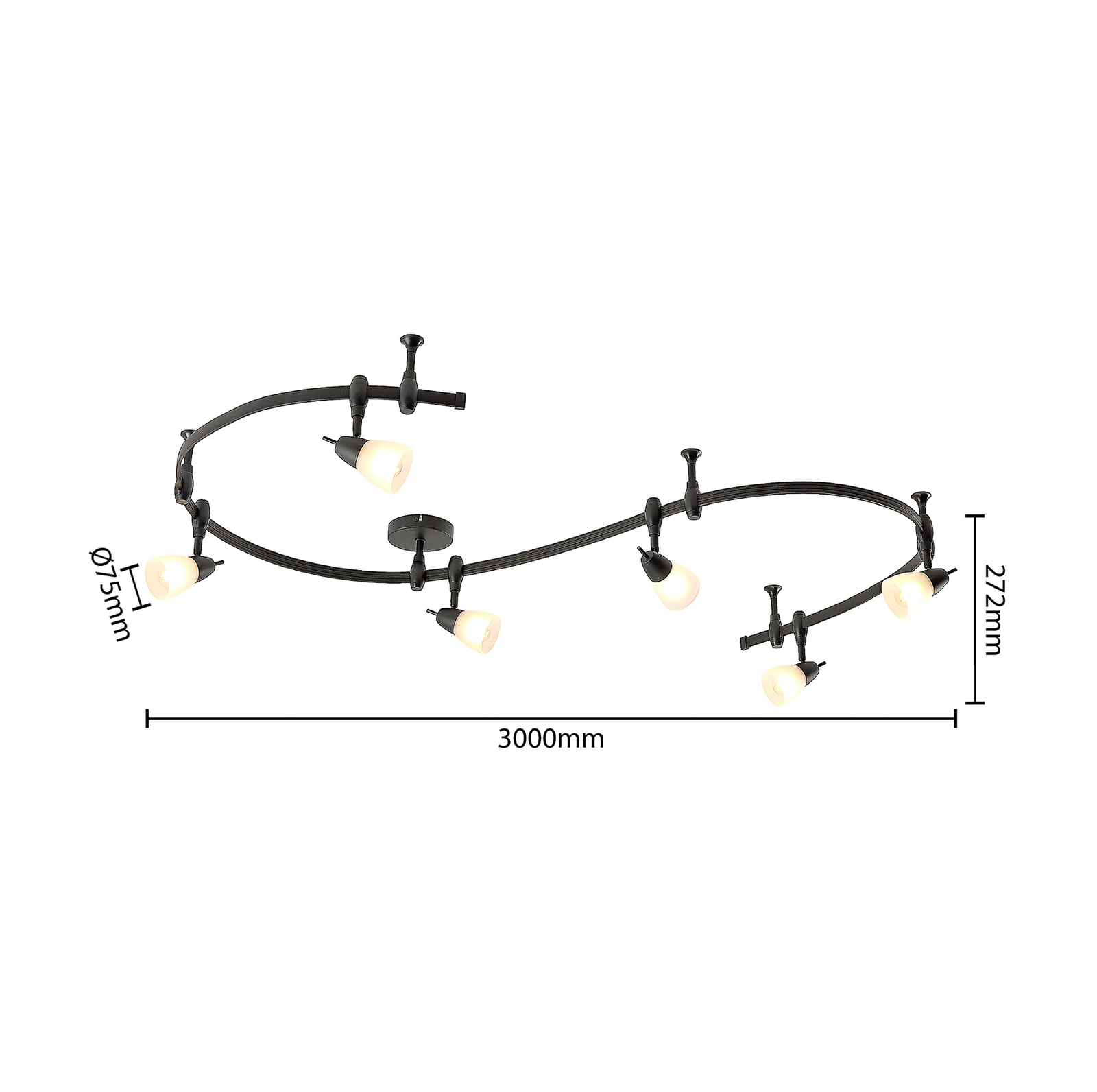 Prios Orvilio Flex-Schienensystem, schwarz