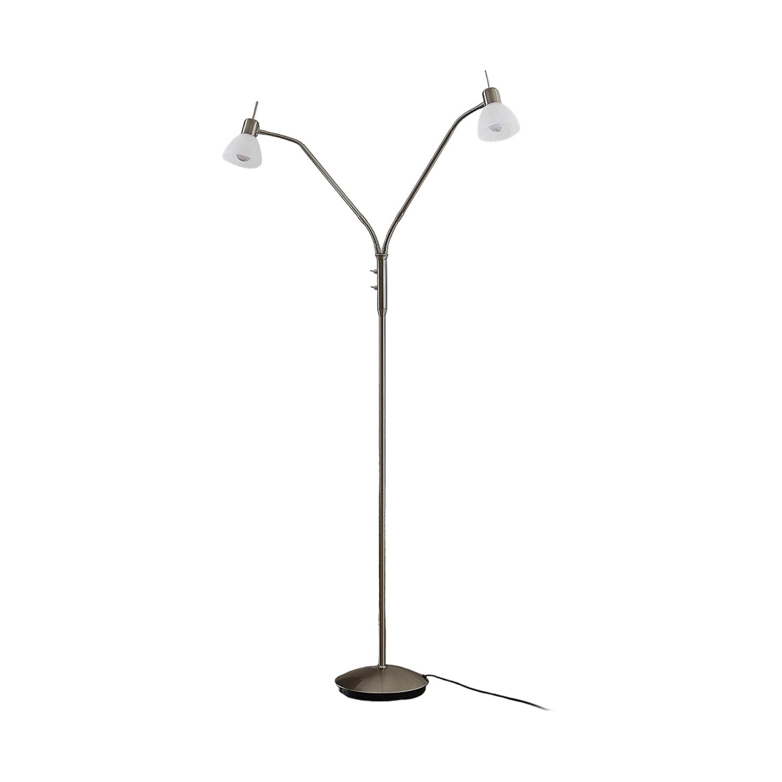 Vloerlamp Gwendolin, nikkelkleurig, 2-lamps