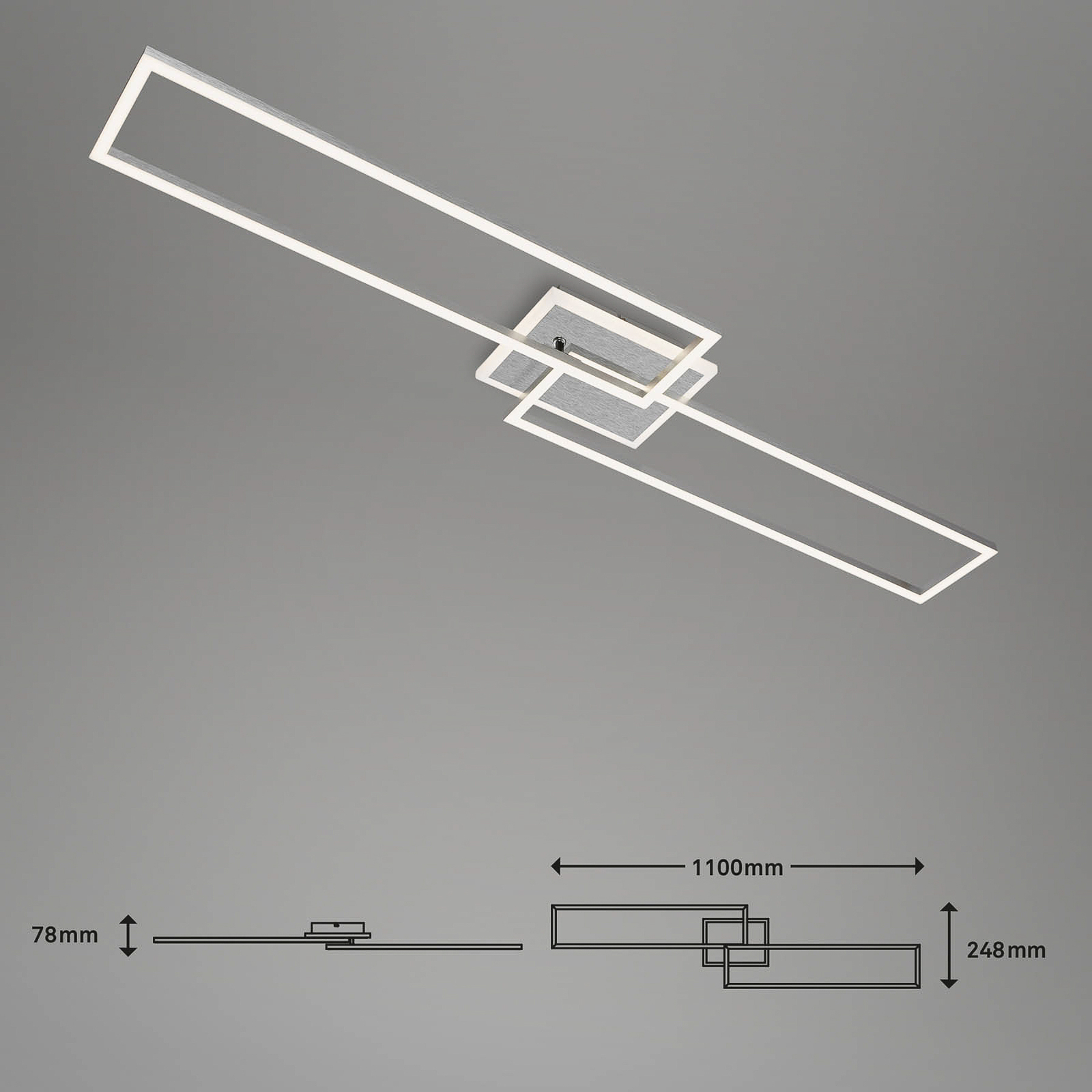 Stropné LED svetlo Frame S CCT 110x24,8 cm hliník
