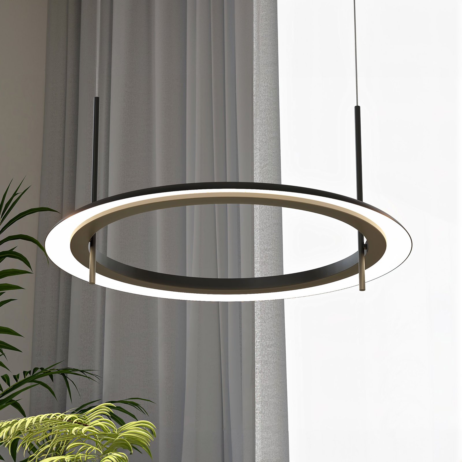 Molto Luce Suspension LED Vuto PD, noir, Ø 60 cm, aluminium