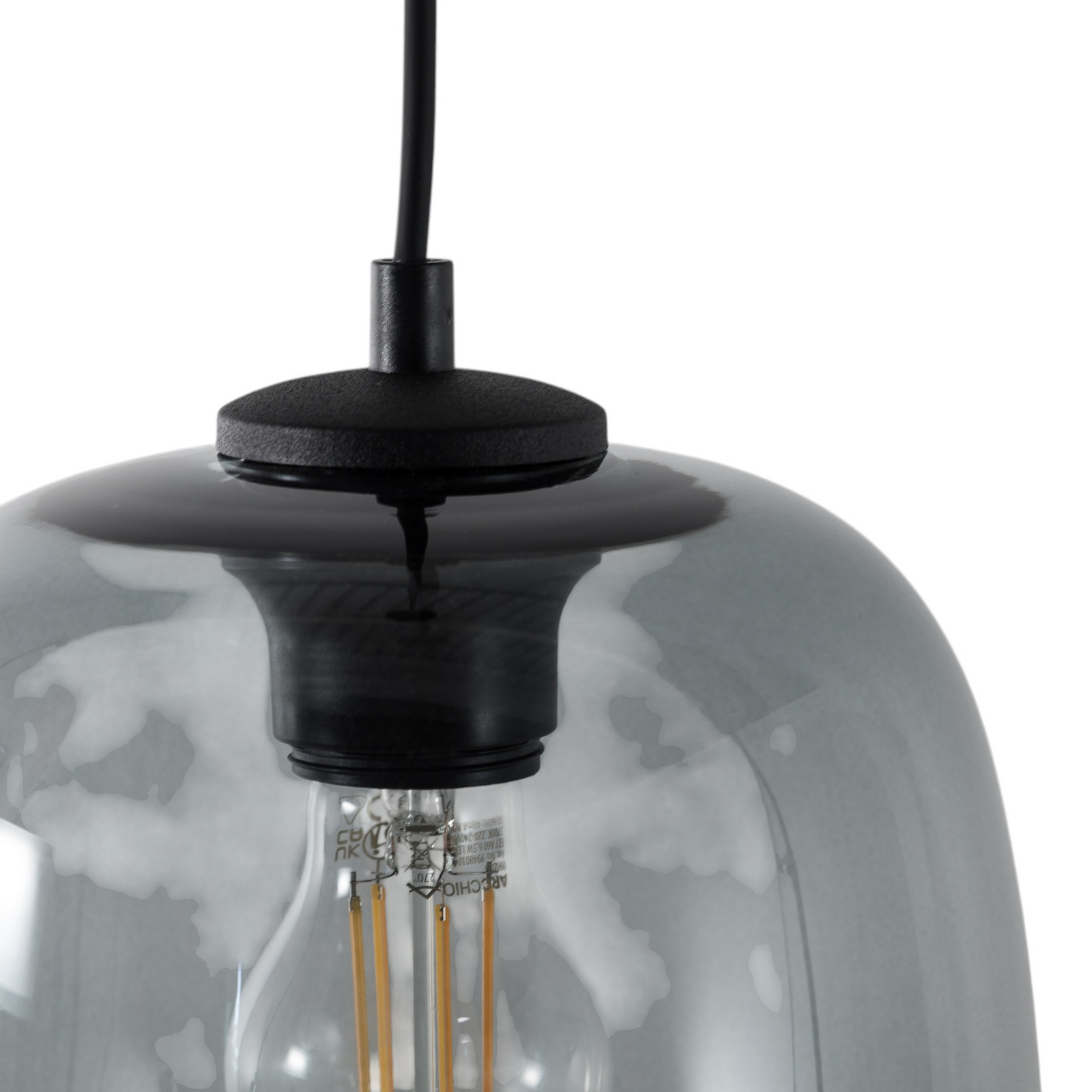 Lampada a sospensione Elio, vetro, grafite, 1 luce