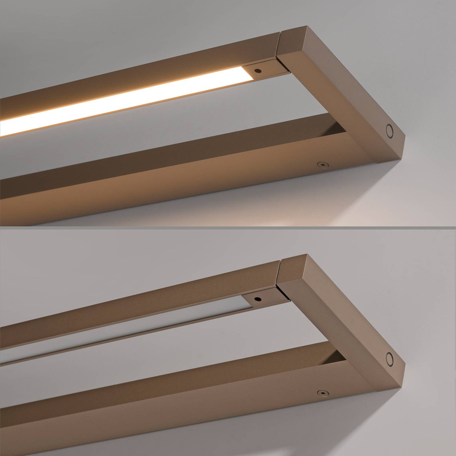 Kinkiet LED PURE brązowy szerokość 50 cm ściemniany aluminium