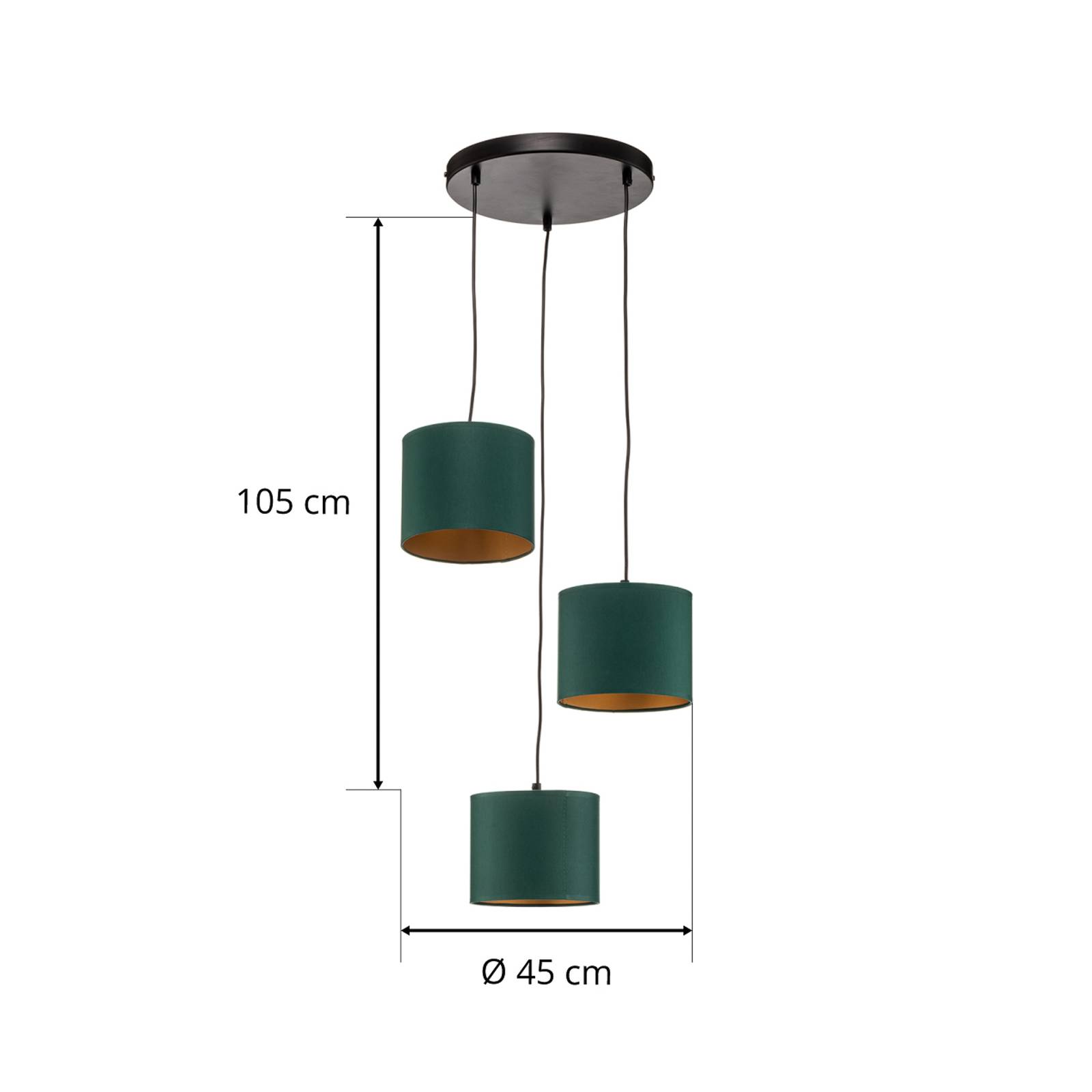 Luminex Suspension Soho cylindrique 3 lampes gris/doré