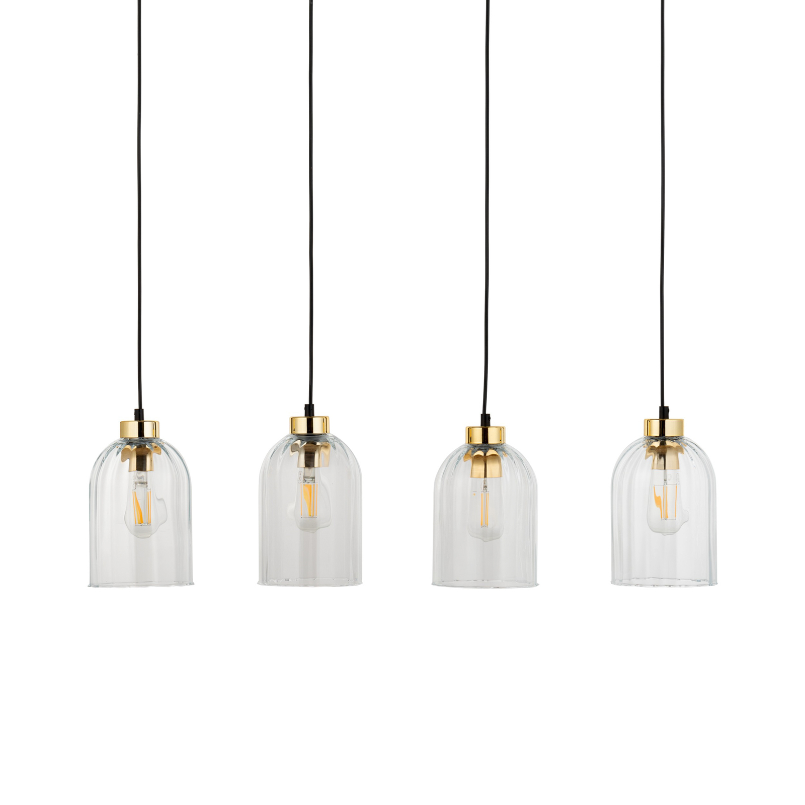 Glazen hanglamp Satipo, 4-lamps, transparant