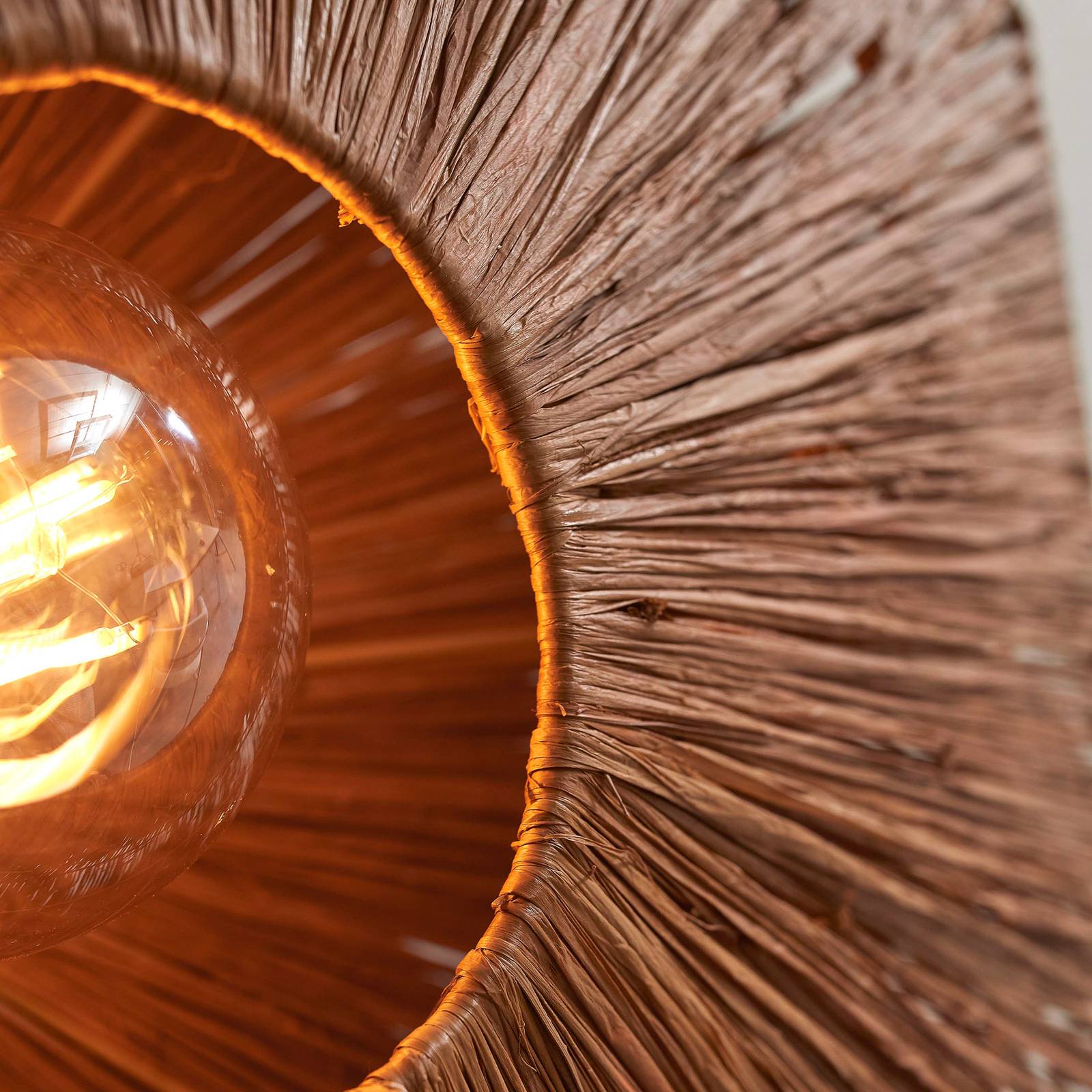 Lampa sufitowa Good & Mojo Panama, brązowa, Ø 45 cm, rafia