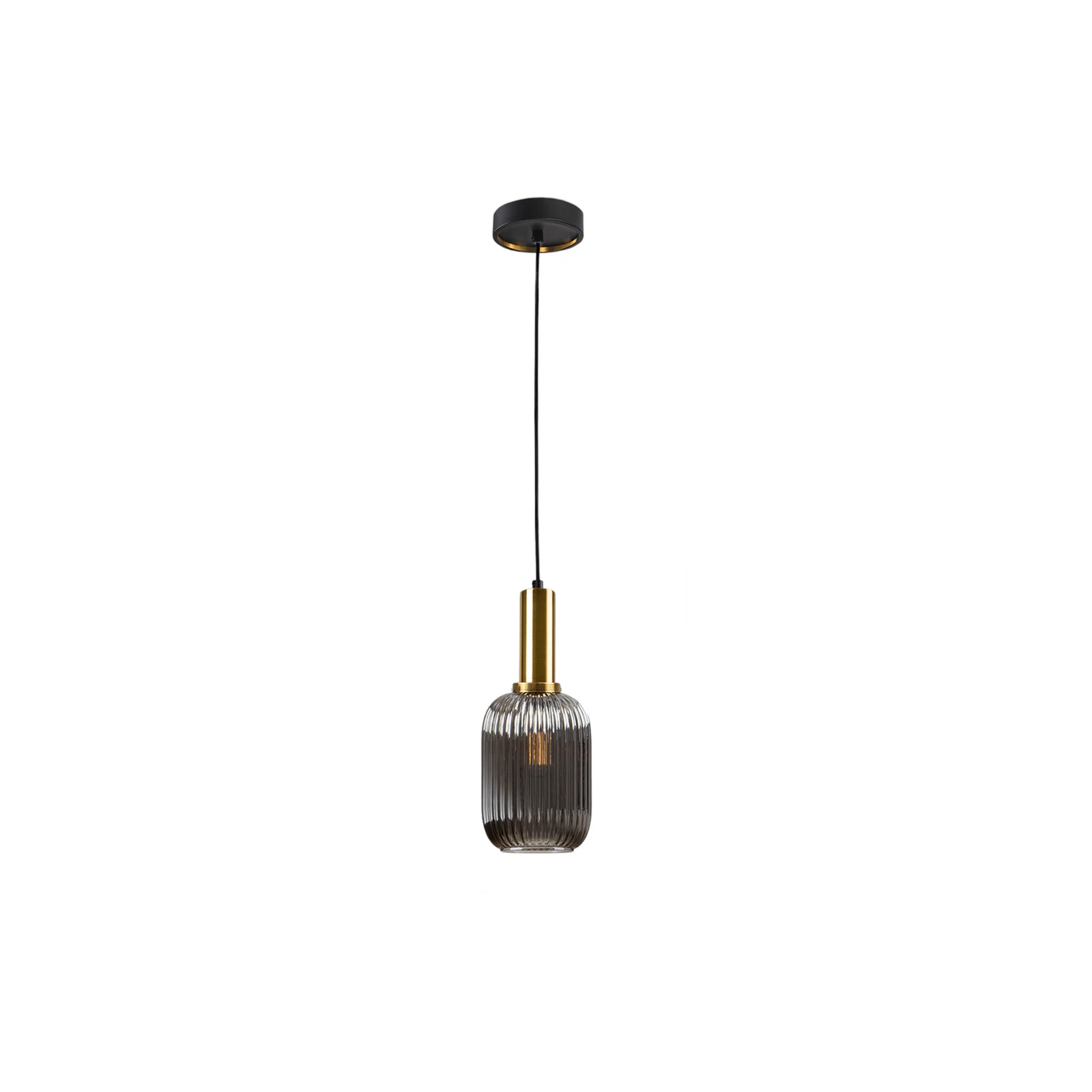 Závěsná lampa Norma, Ø 14 cm, černá/mosaz, sklo, E27