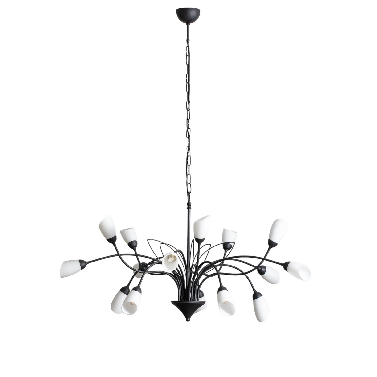 Gloriosa lampă suspendată, sticlă, negru, 15 lumini