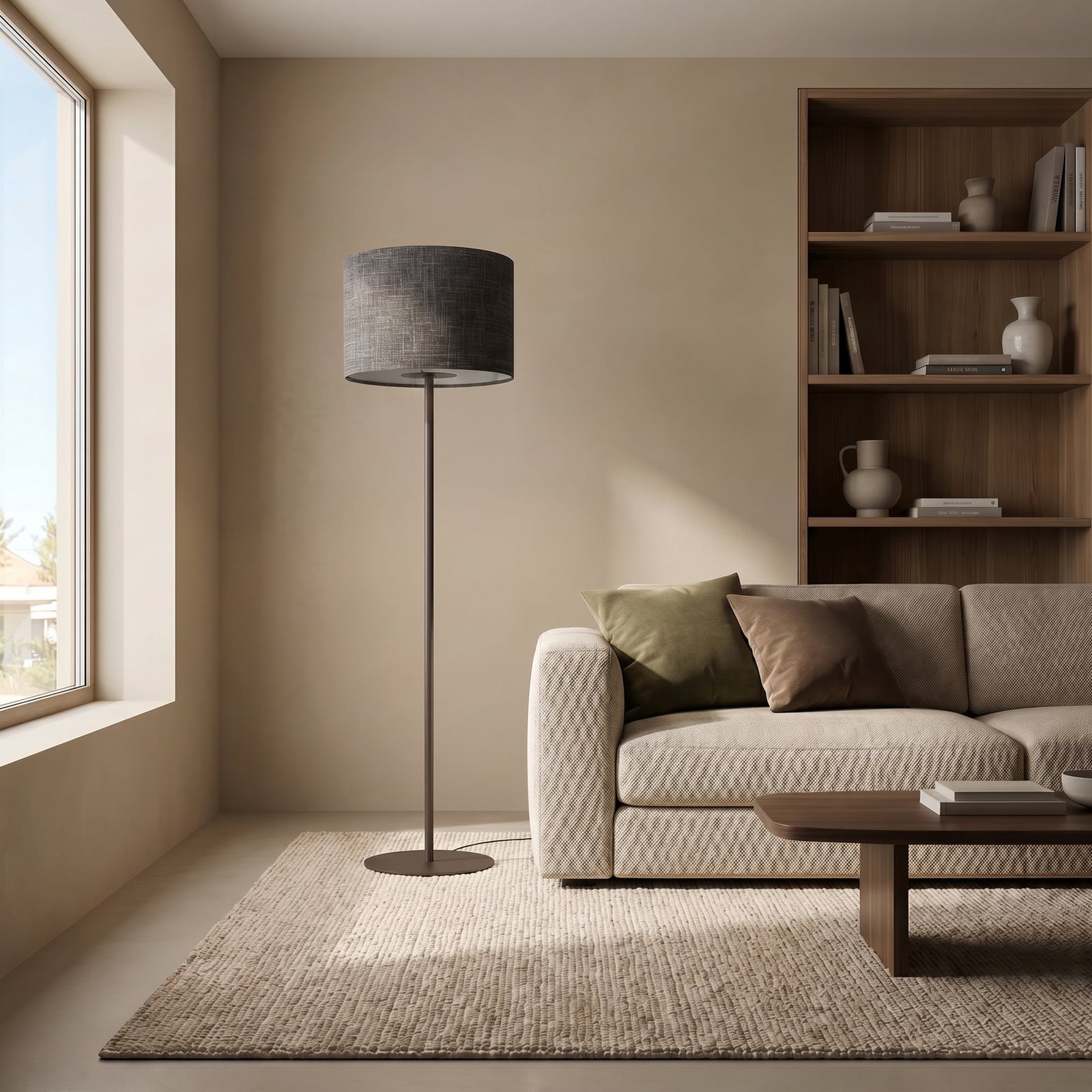 Stehleuchte Amarela, schwarz Melange, Textil, E27