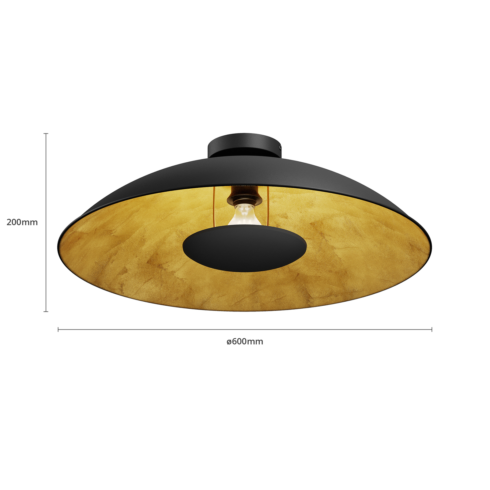 Lámpara de techo Emilienne en color negro-dorado