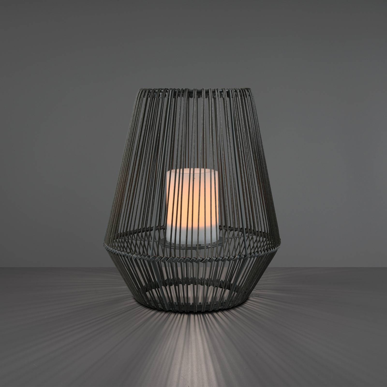 LED-solbordlampe Mineros grå 30,5 cm høy