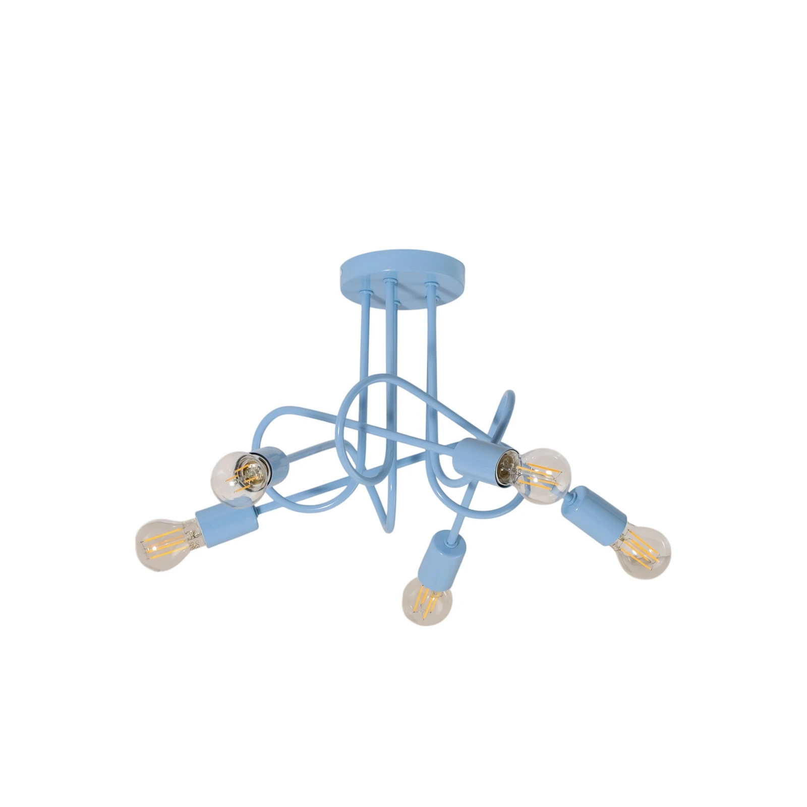 Plafonnier Oxford, bleu clair, Ø 47 cm, métal, à 5 lampes