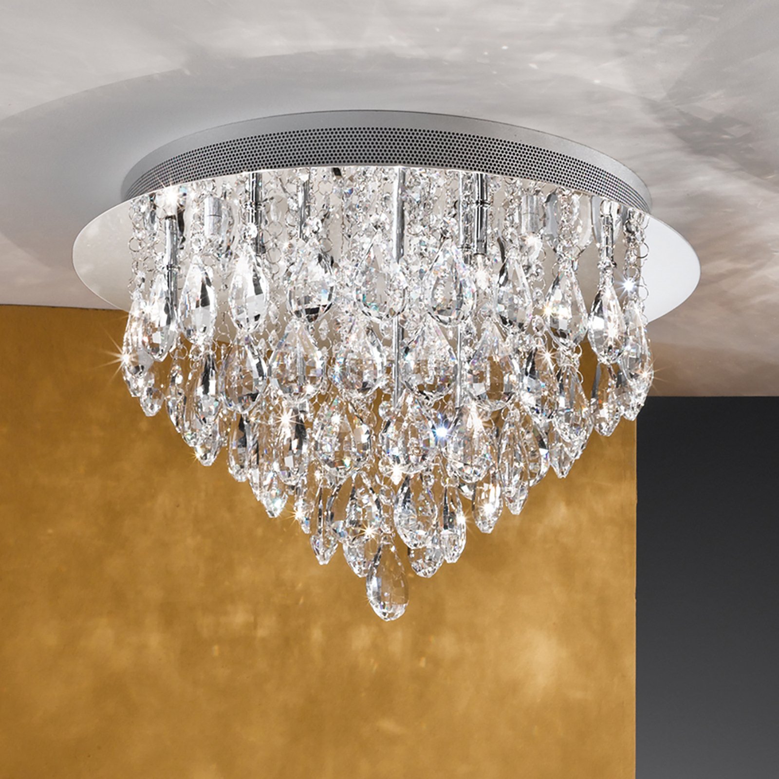Celeste ceiling lamp with K9 crystals, Ø45cm chrome