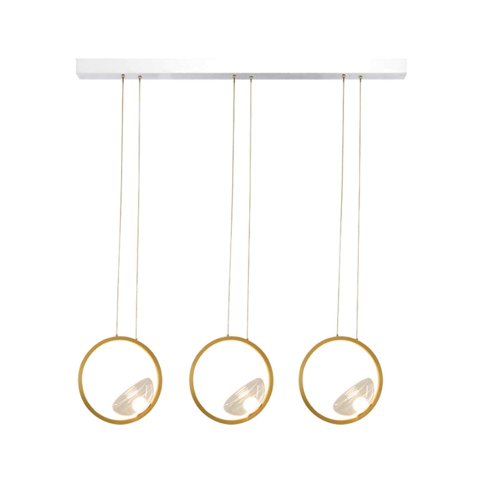 Hanglamp 23029, 3-lamps, 3.000 K, glas, goudkleurig