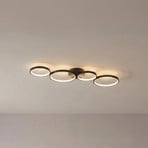 Lindby LED stropna svetilka Evengeline, črna, aluminij, 88 cm