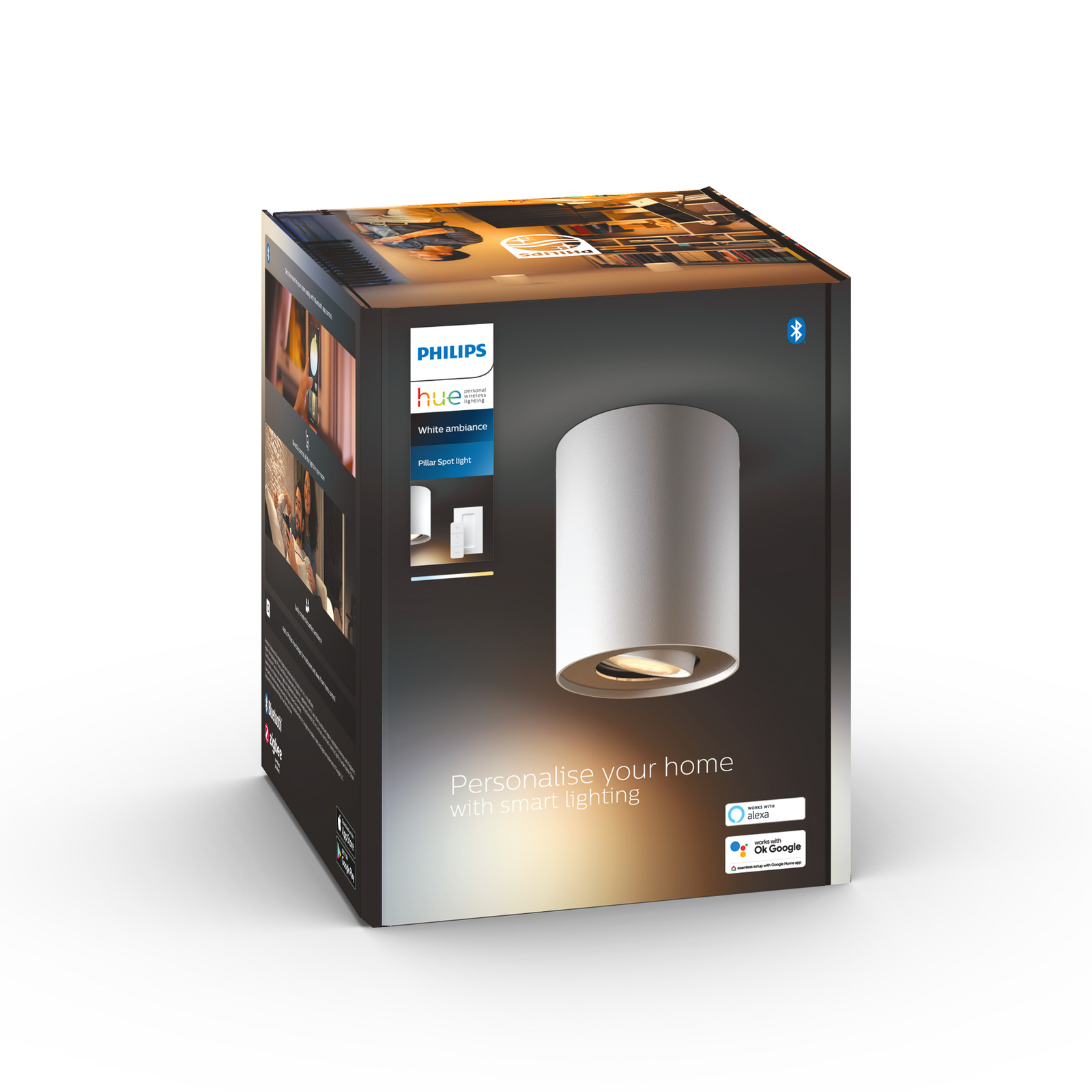 Philips Hue Pillar Downlight LED, interrupteur à variateur, blanc