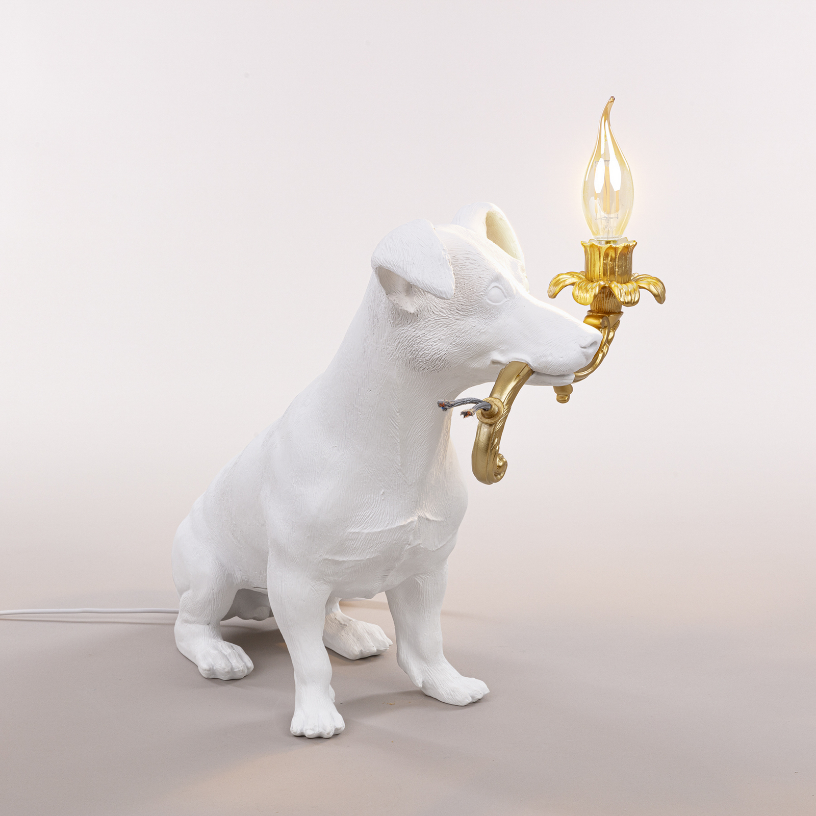 Lámpara de mesa decorativa LED Rio perro en blanco