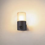 SLV Grafit outdoor wall light cylindrical with sensor