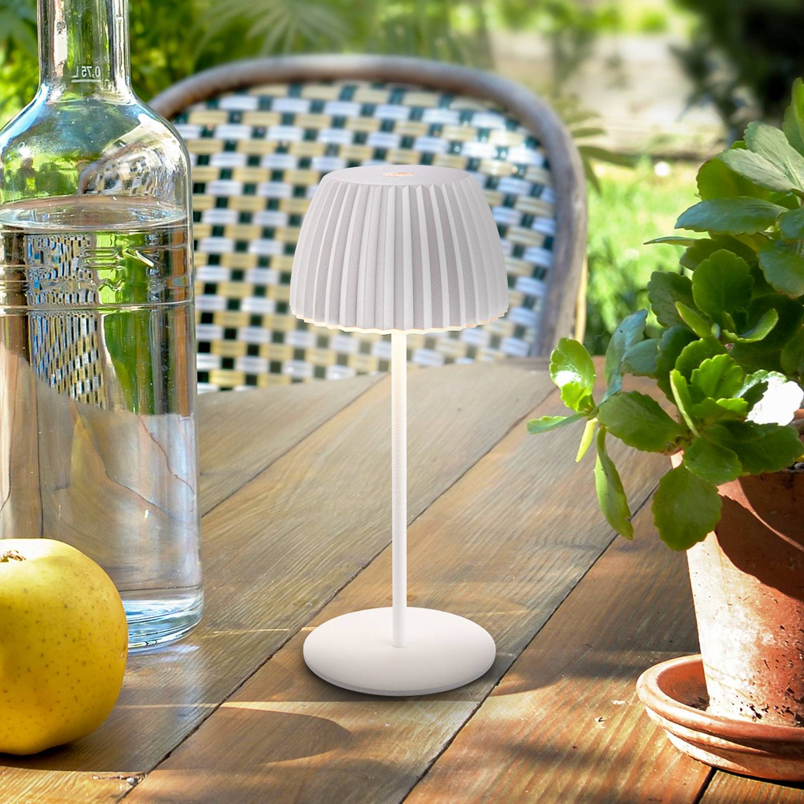 Briloner Lampe à poser LED rechargeable Brilo unplugged Riffle, 20 cm, blanche