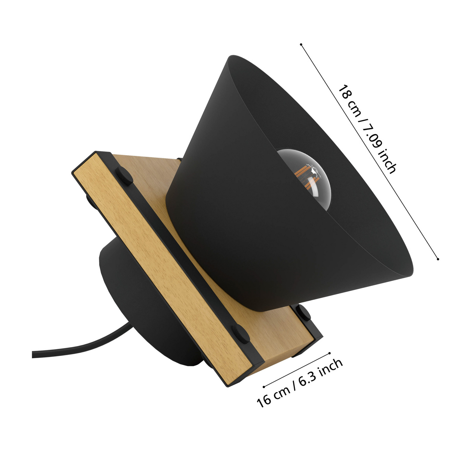 Maccles stolna lampa u crnoj boji s drvetom