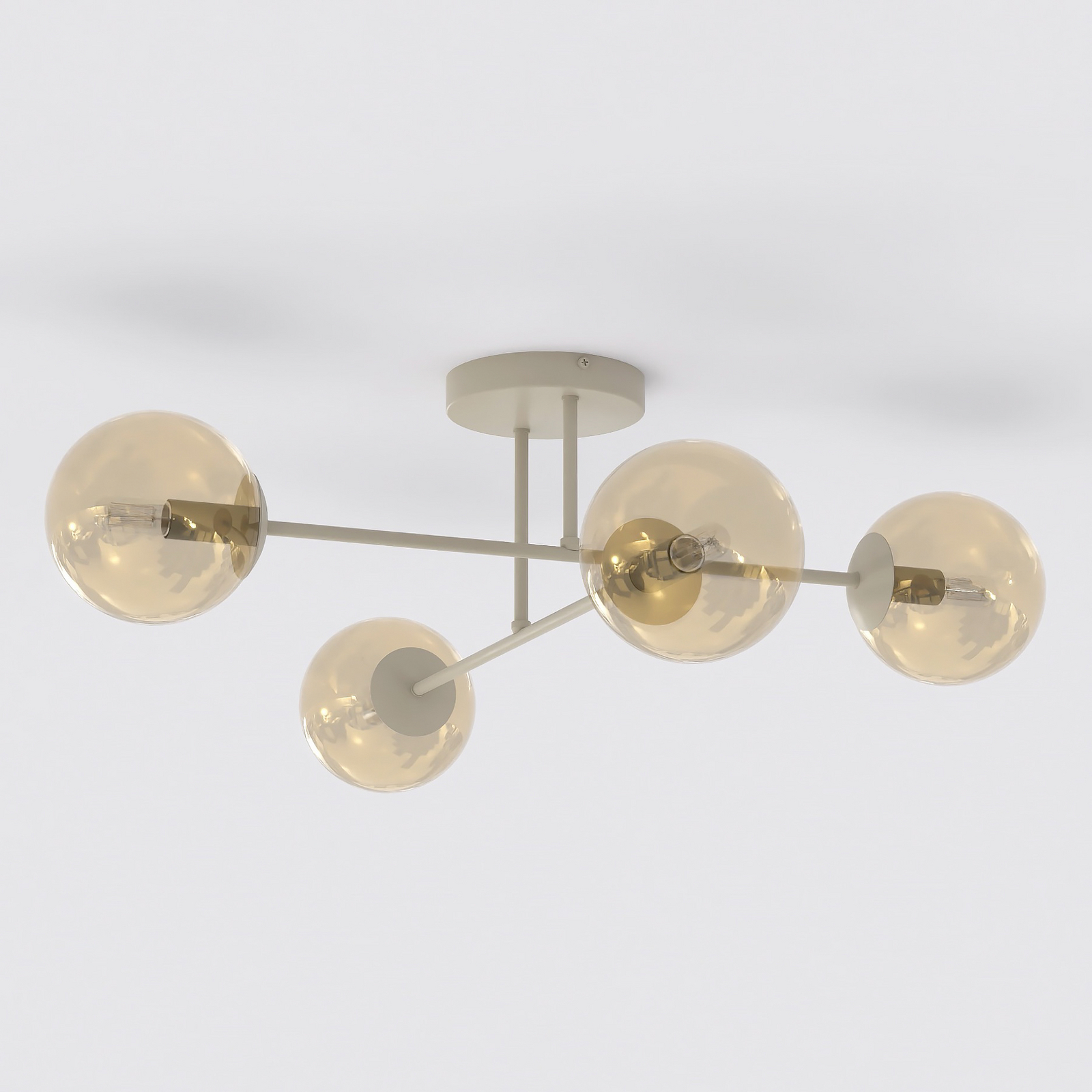 ROMA ceiling light, beige, length 75 cm, 4-bulb, glass/metal ROMA ceiling light, beige, length 75 cm, 4-bulb, glass/metal