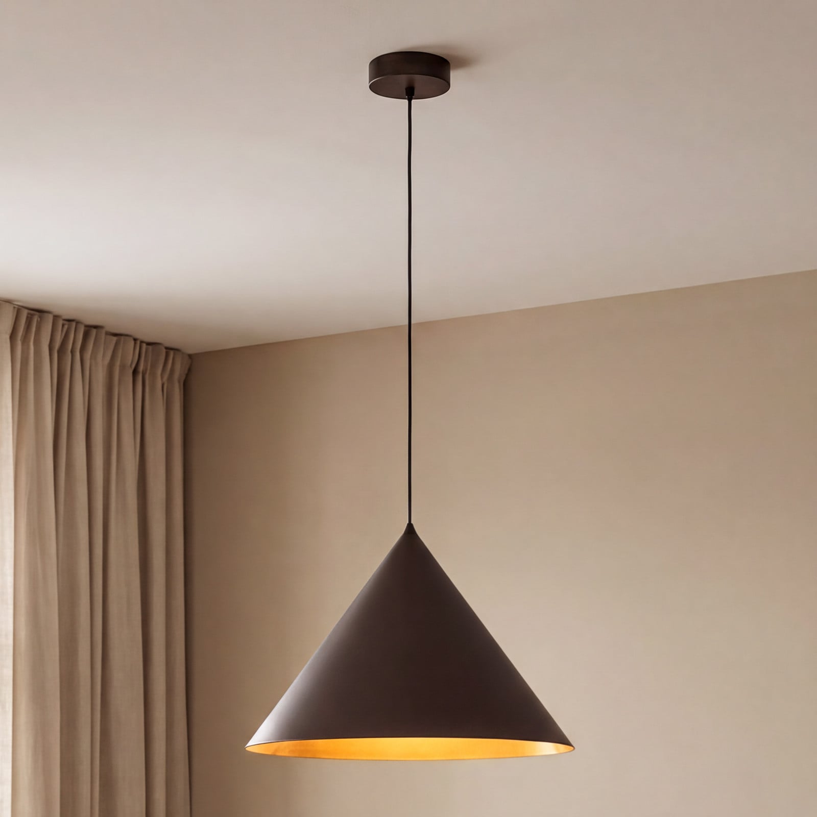 TK Lighting Lampă suspendată Cono 1 bec Ø 50 cm maro E27 - Camera de zi / sufragerie - Modern - Metal