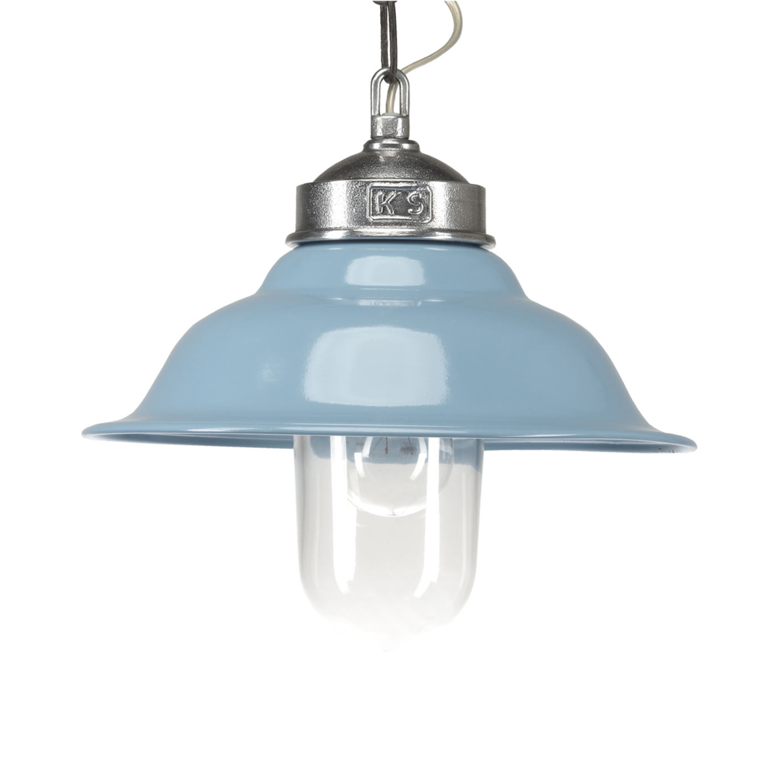 K. S. Verlichting Blue Retro hanging light Porto Fino, for Living / Dining Room, aluminium, E27, 60 W, energy efficiency: A++, H: 30 cm
