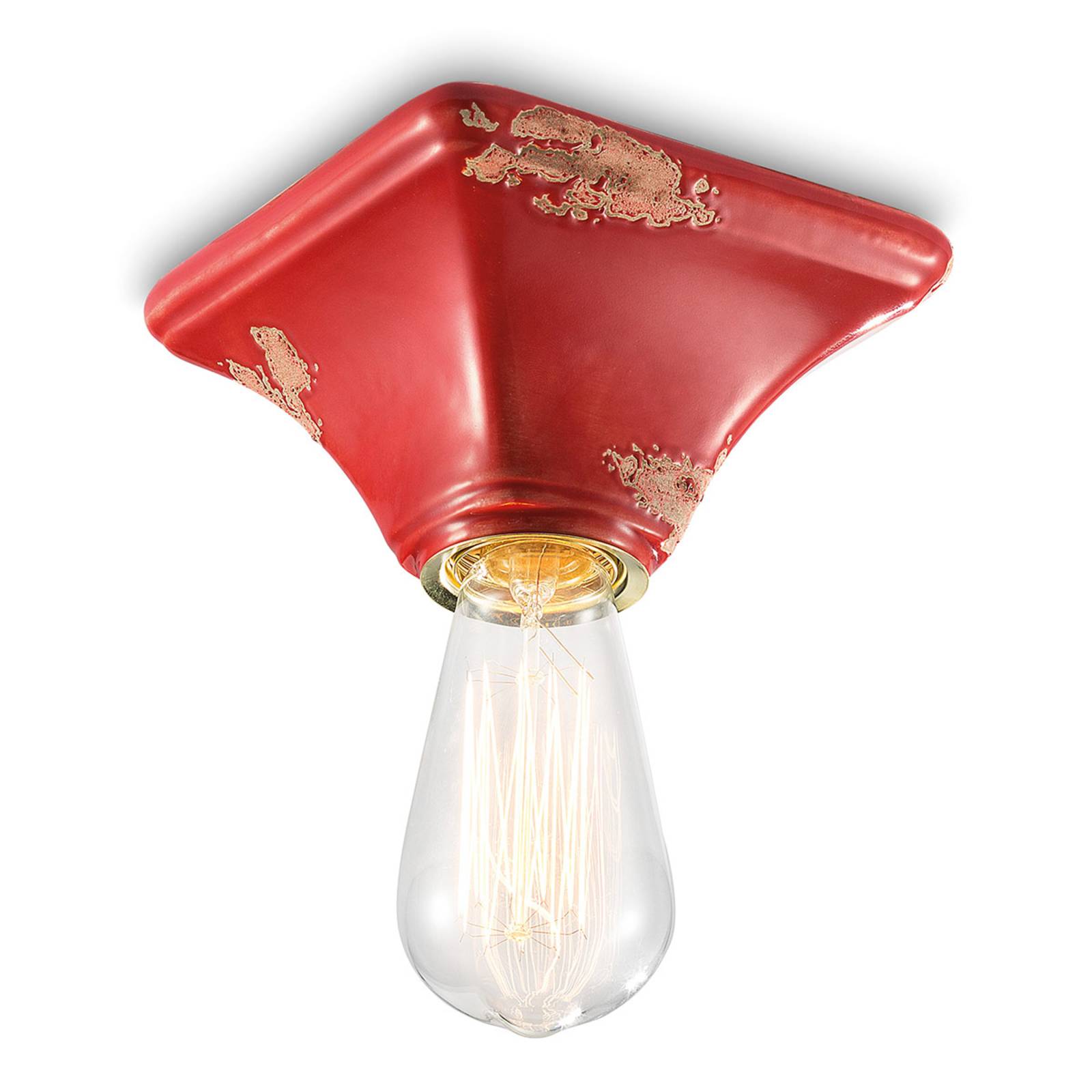 Lampa sufitowa vintage C135, czerwona
